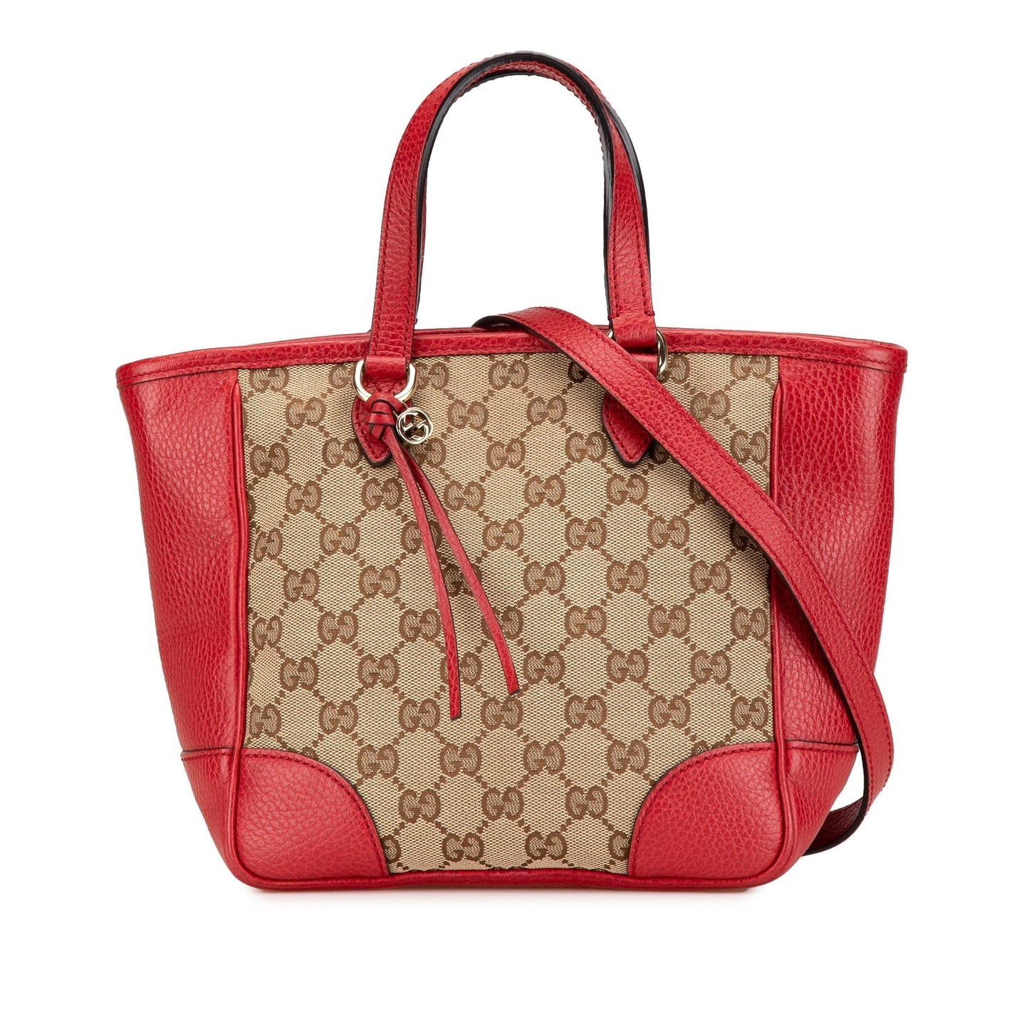 Gucci GG Bree Canvas Calf Brown Red Satchel Bag Satchel 2
