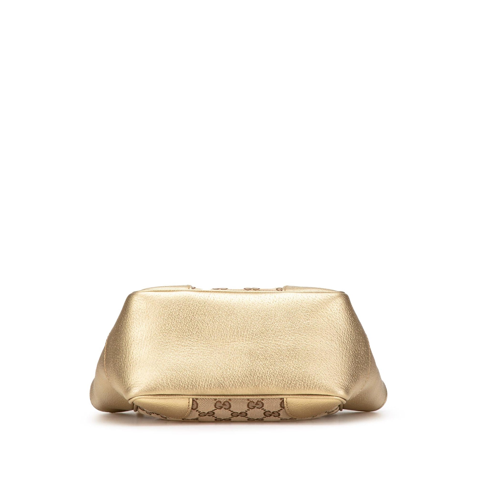 Gucci GG Bree Canvas Brown Gold Small Satchel Bag