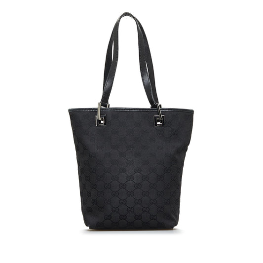 Gucci GG SHG-1zztOW Canvas Black Small Bucket Tote Bag