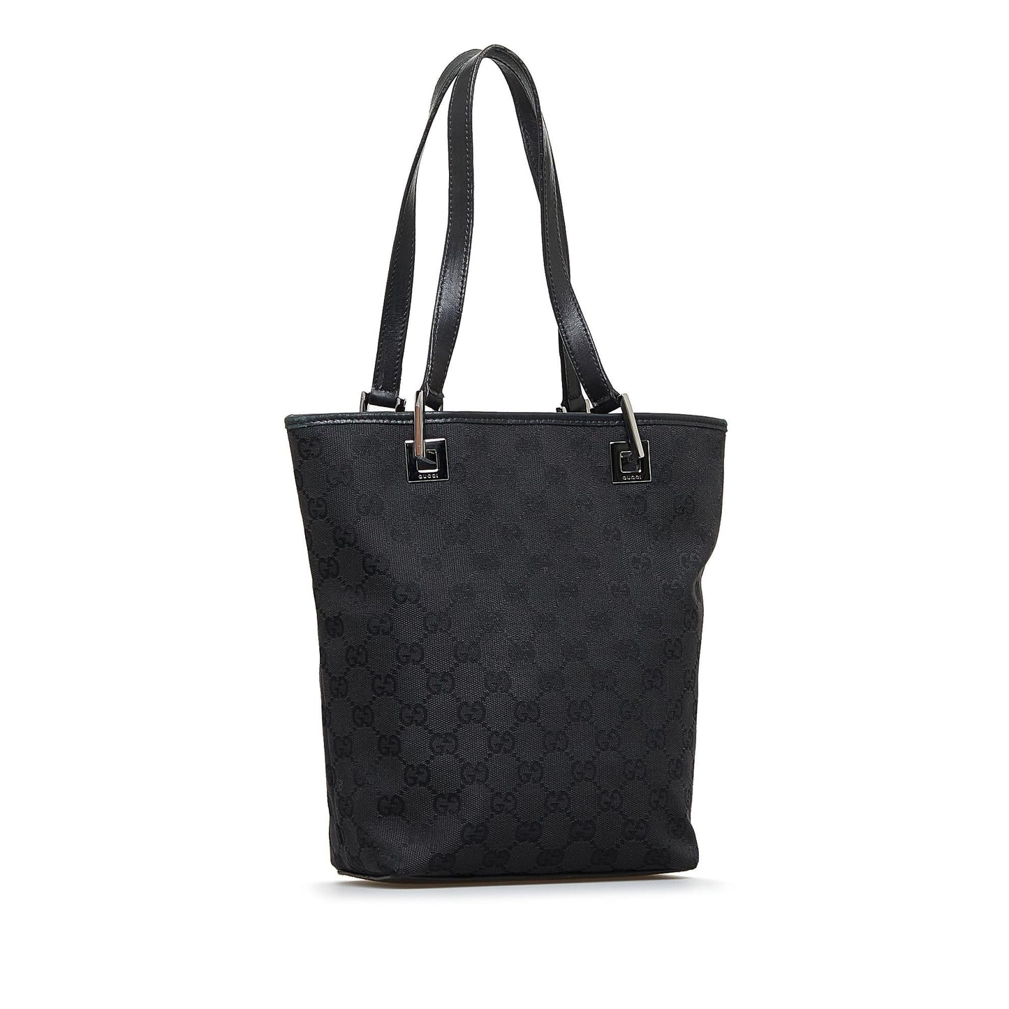 Gucci GG SHG-1zztOW Canvas Black Small Bucket Tote Bag