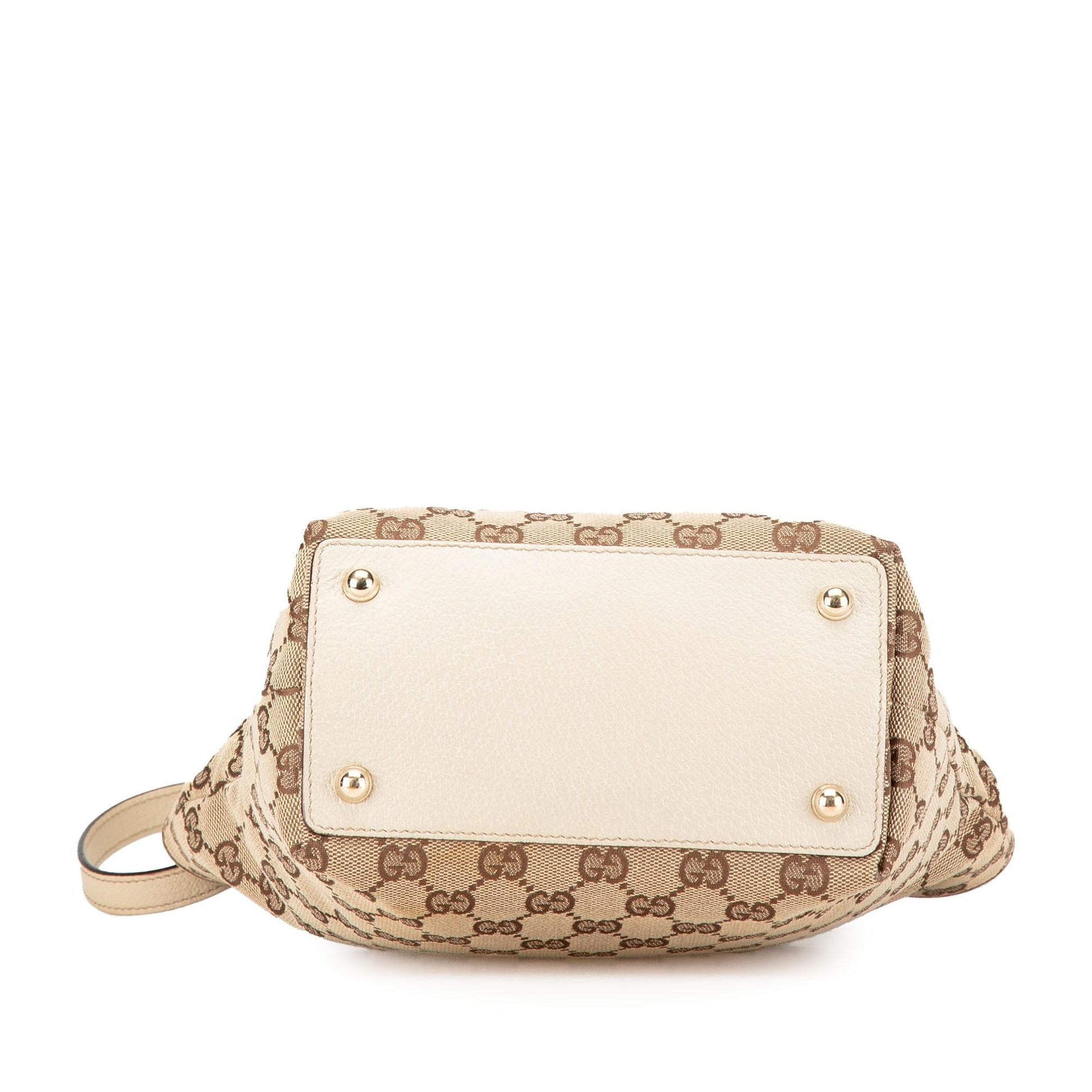 Gucci GG Eclipse Canvas Calf White Brown Tote Bag