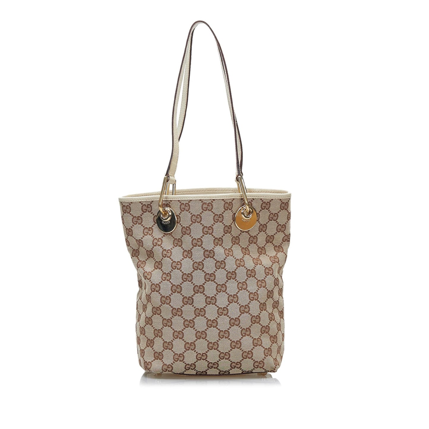 Gucci GG Eclipse SHG-oNIvZC Canvas Calf White Brown Tote Bag