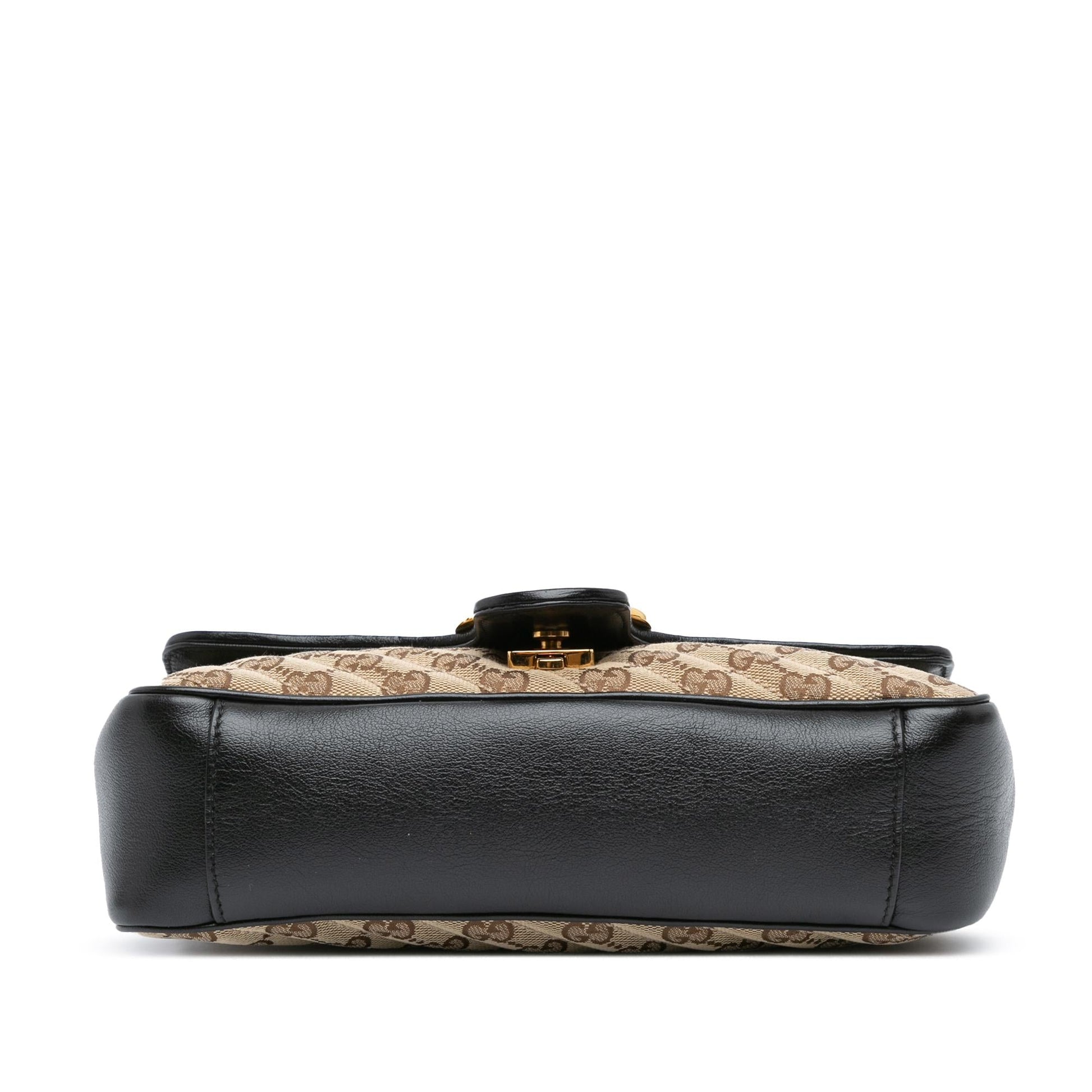 Gucci GG Marmont Canvas Calf Black Brown Crossbody Bag