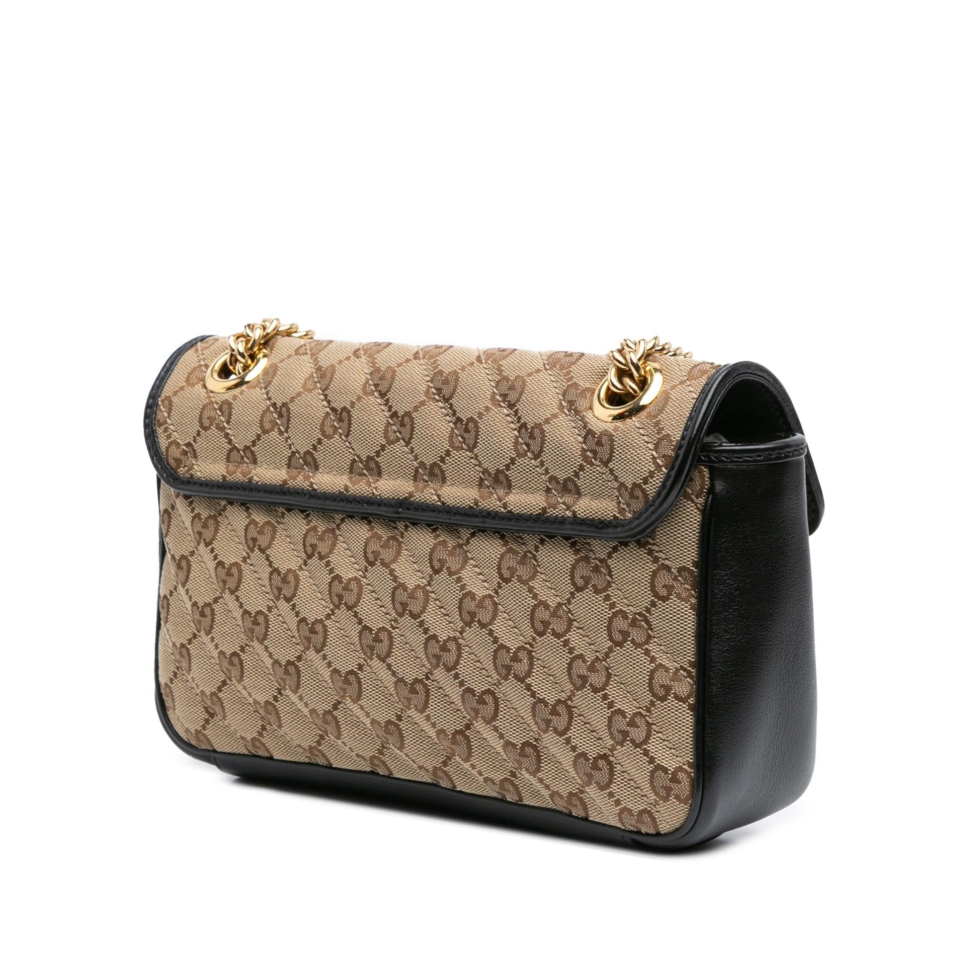 Gucci GG Marmont Canvas Calf Black Brown Crossbody Bag