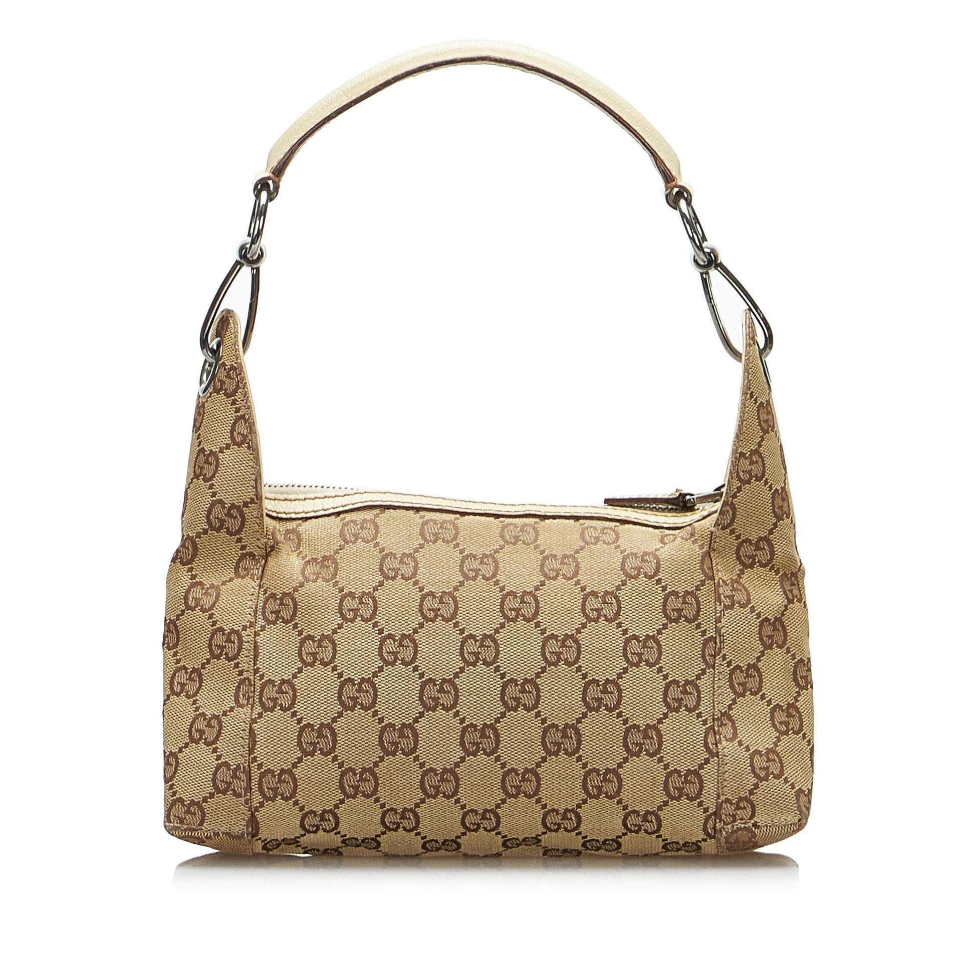 Gucci GG SHG-EyMggv Canvas Brown Small Satchel Bag