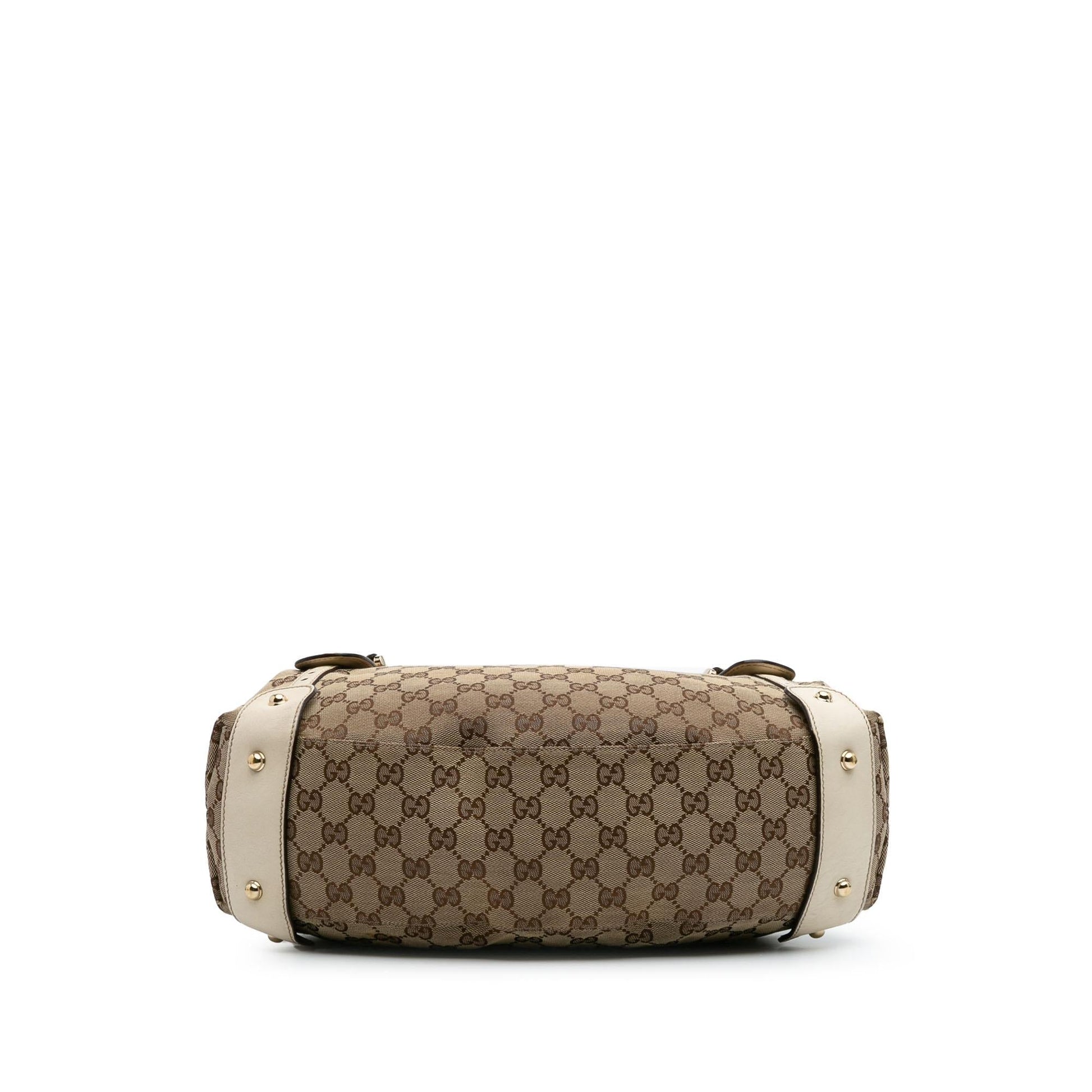 Gucci GG Horsebit Pelham Canvas Calf White Brown Shoulder Bag