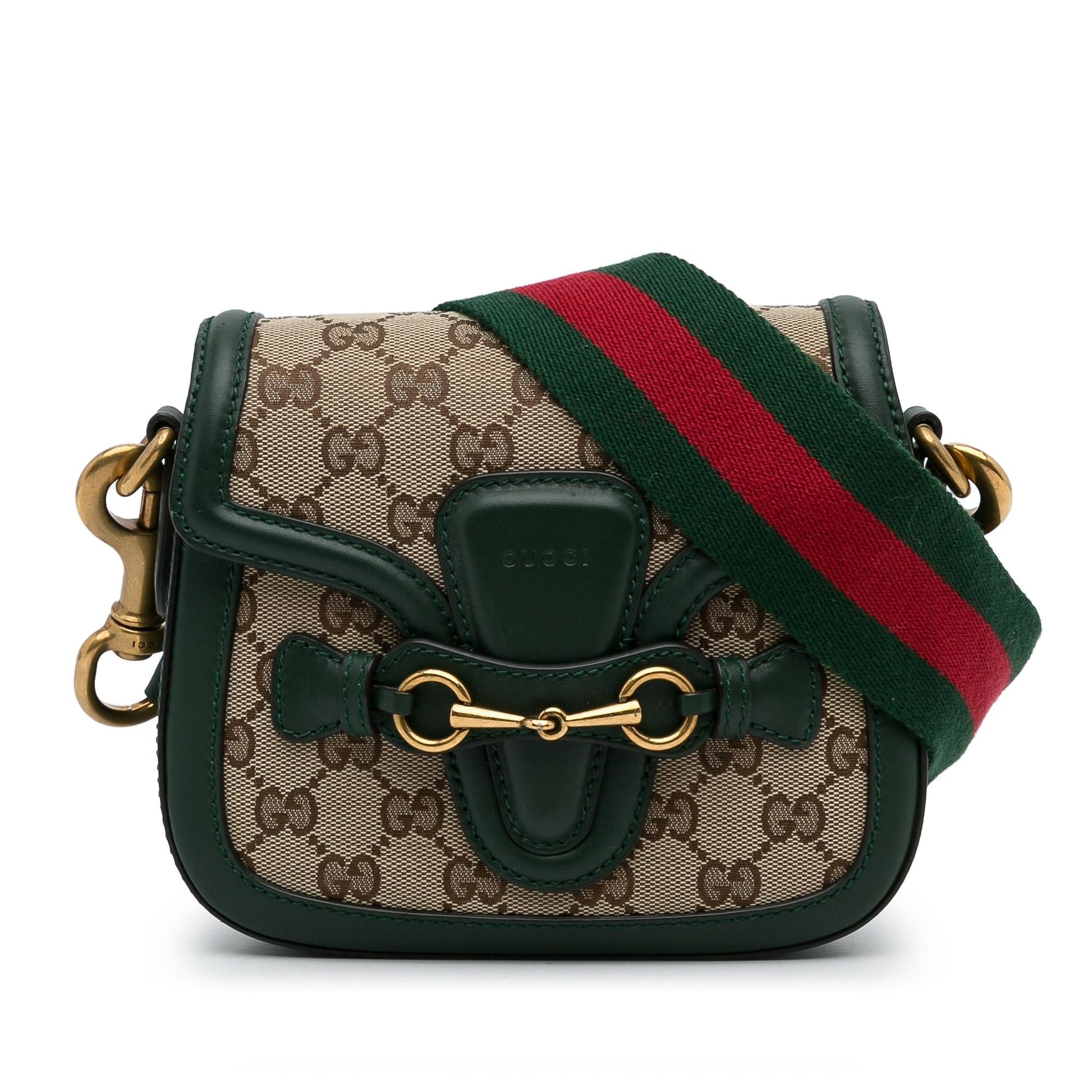 Gucci GG Lady Web SHG-JoFLho Canvas Calf Brown Small Crossbody Bag