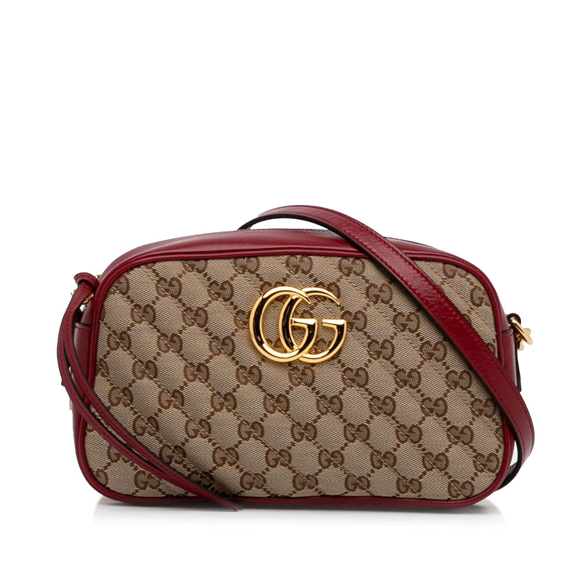Gucci GG Marmont SHG-Sga3D4 Canvas Calf Brown Red Crossbody Bag