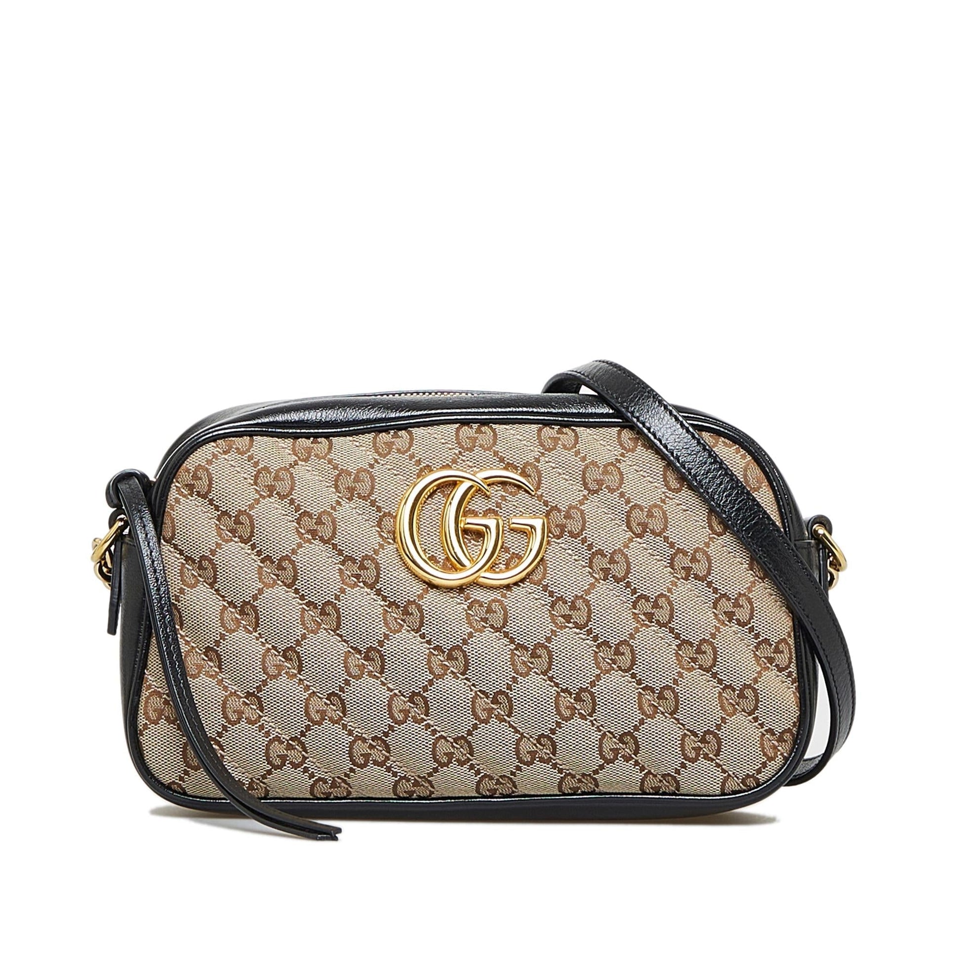 Gucci GG Marmont SHG-dW81JW Canvas Calf Black Brown Crossbody Bag