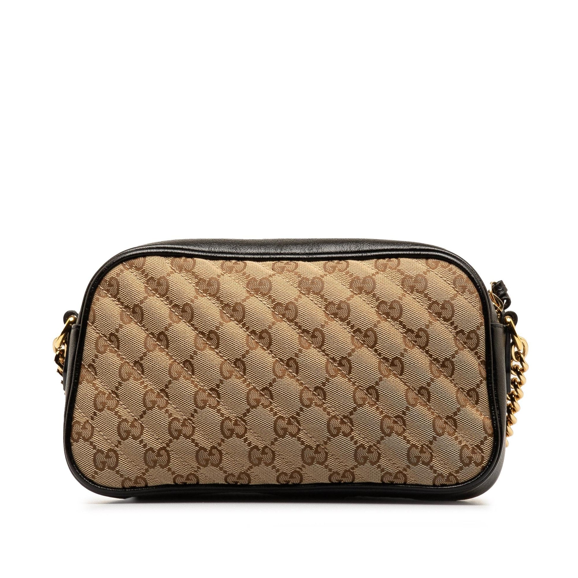 Gucci GG Marmont Camera SHG-8k8jfb Matelasse Canvas Brown Small Crossbody Bag