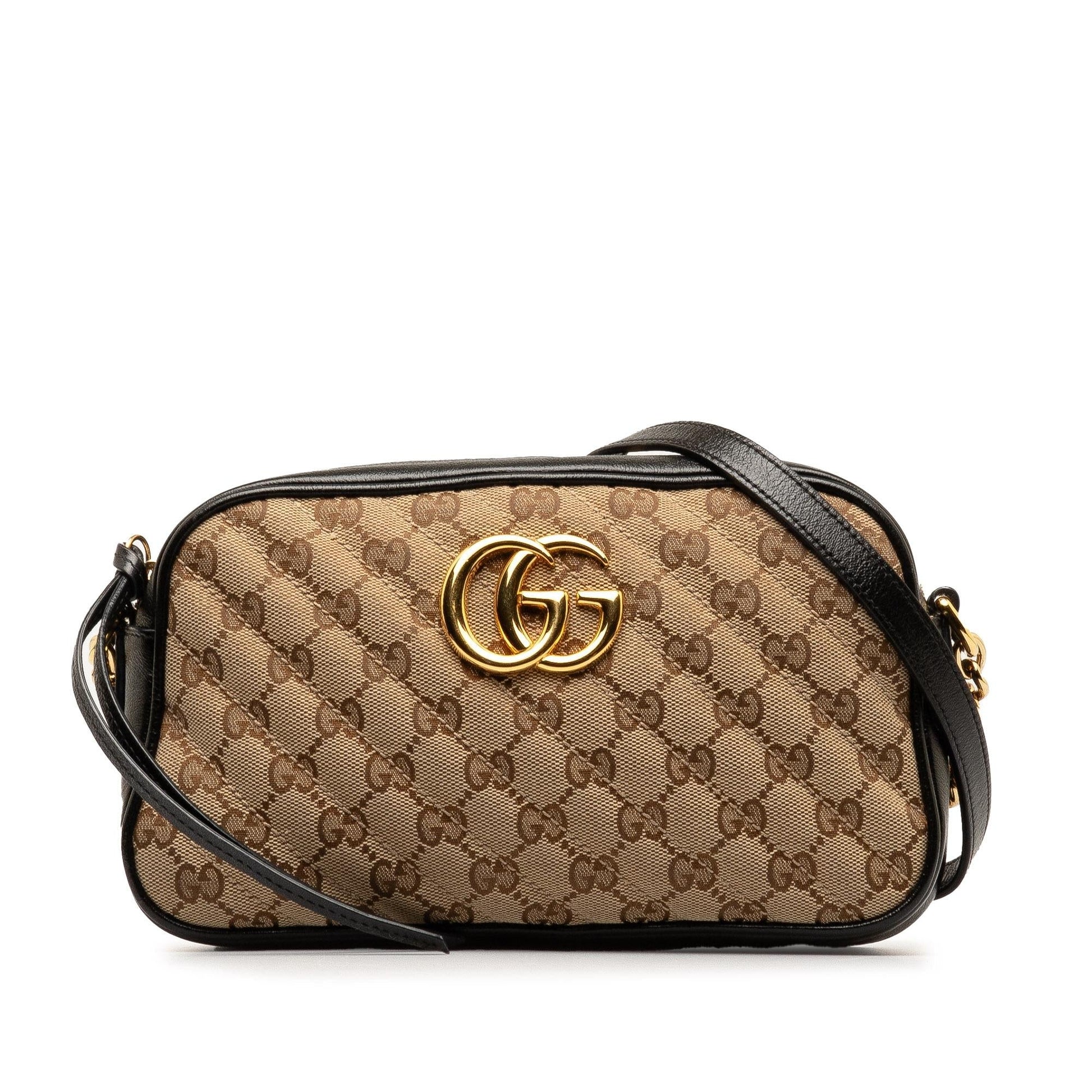 Gucci GG Marmont Camera SHG-8k8jfb Matelasse Canvas Brown Small Crossbody Bag