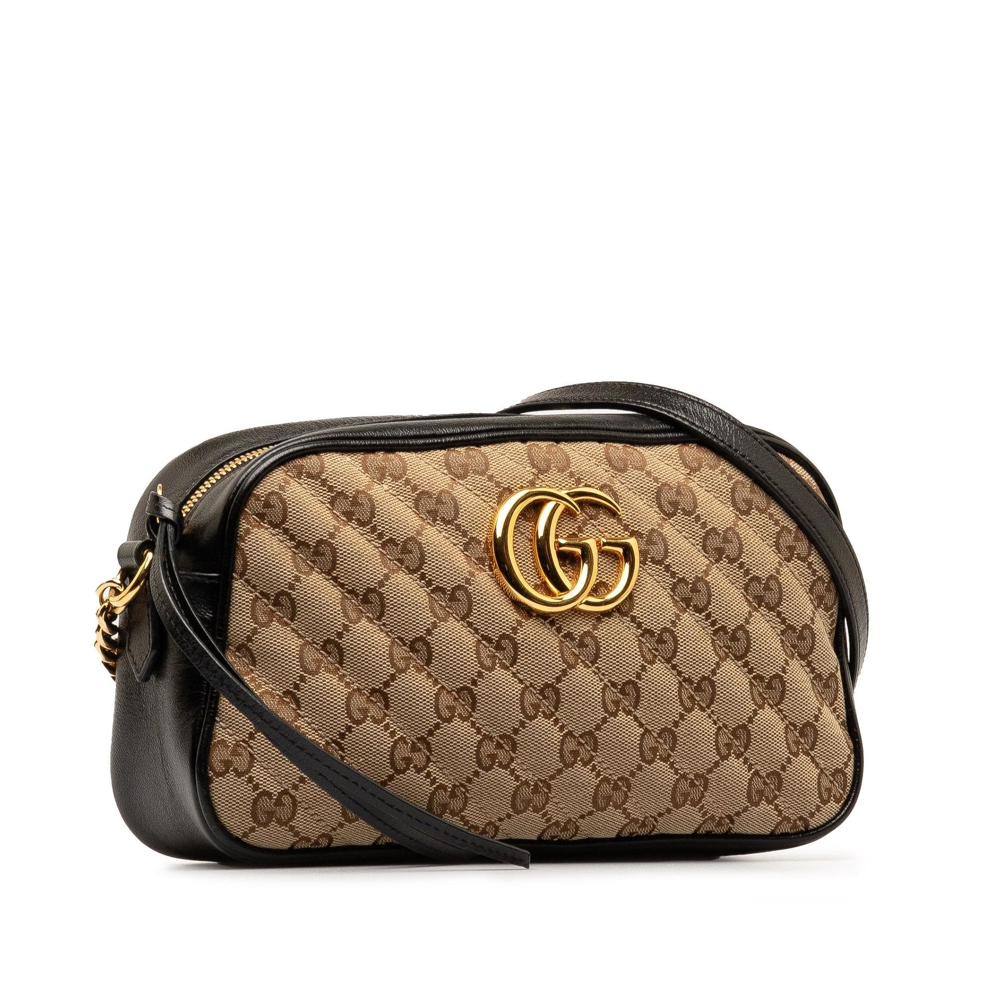 Gucci GG Marmont Camera SHG-8k8jfb Matelasse Canvas Brown Small Crossbody Bag
