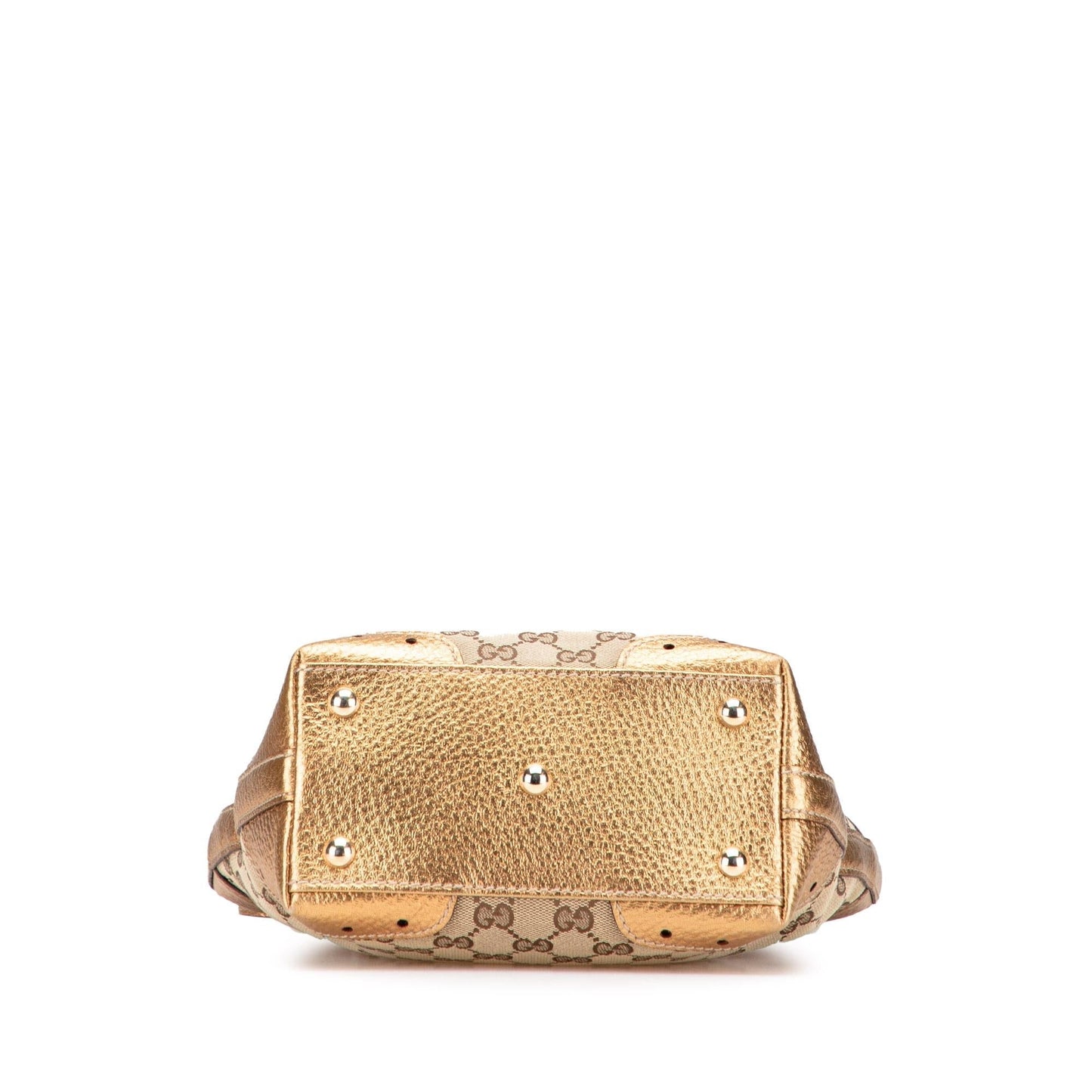 Gucci GG Punch Canvas Calf Brown Gold Tote Bag