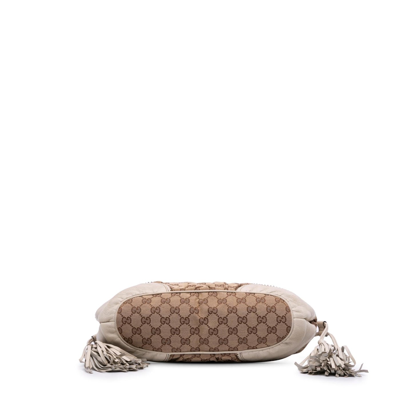 Gucci GG Tribeca Canvas Calf White Brown Tote Bag Tote 1