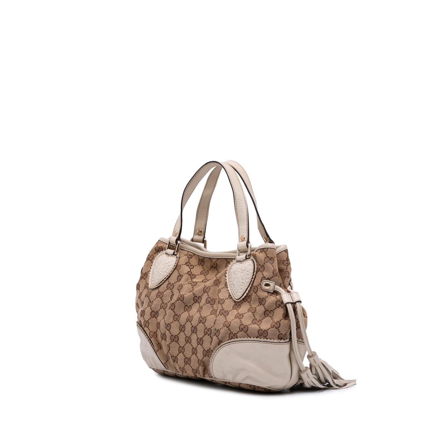 Gucci GG Tribeca Canvas Calf White Brown Tote Bag Tote 1