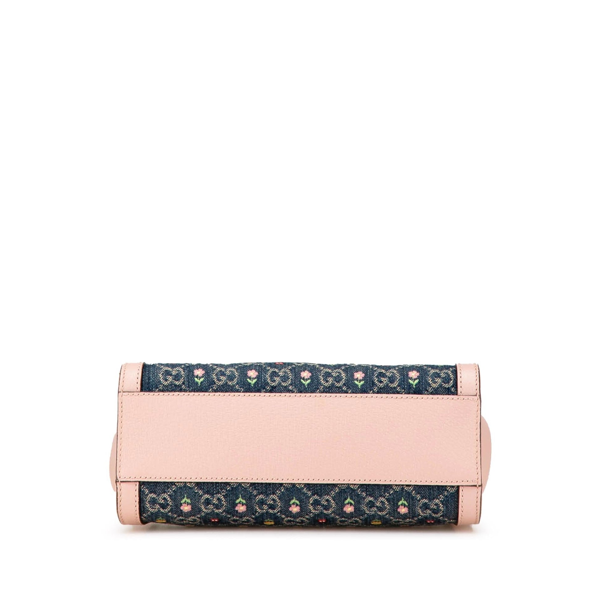 Gucci GG Embroidery Ophidia Denim Blue Small Satchel Bag