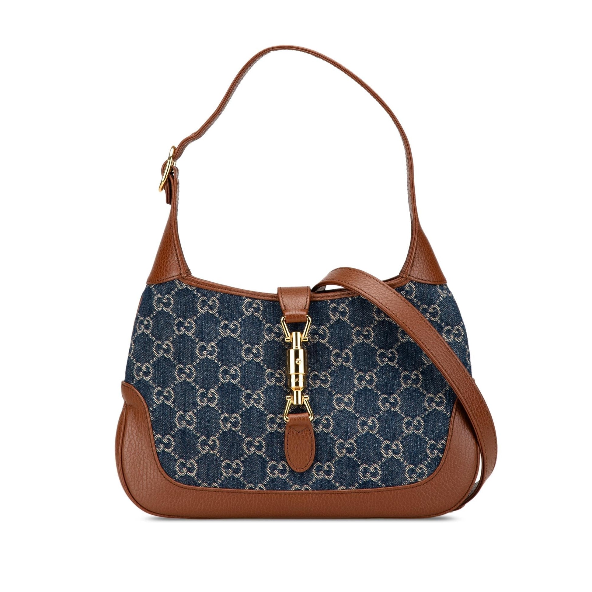 Gucci GG Jackie Denim Calf Blue Small Crossbody Bag