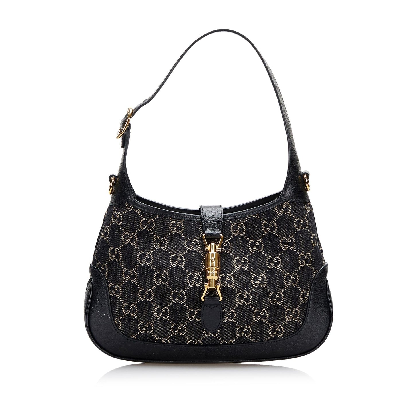 Gucci GG Jackie SHG-HFk2d4 Denim Calf Black Small Satchel Bag