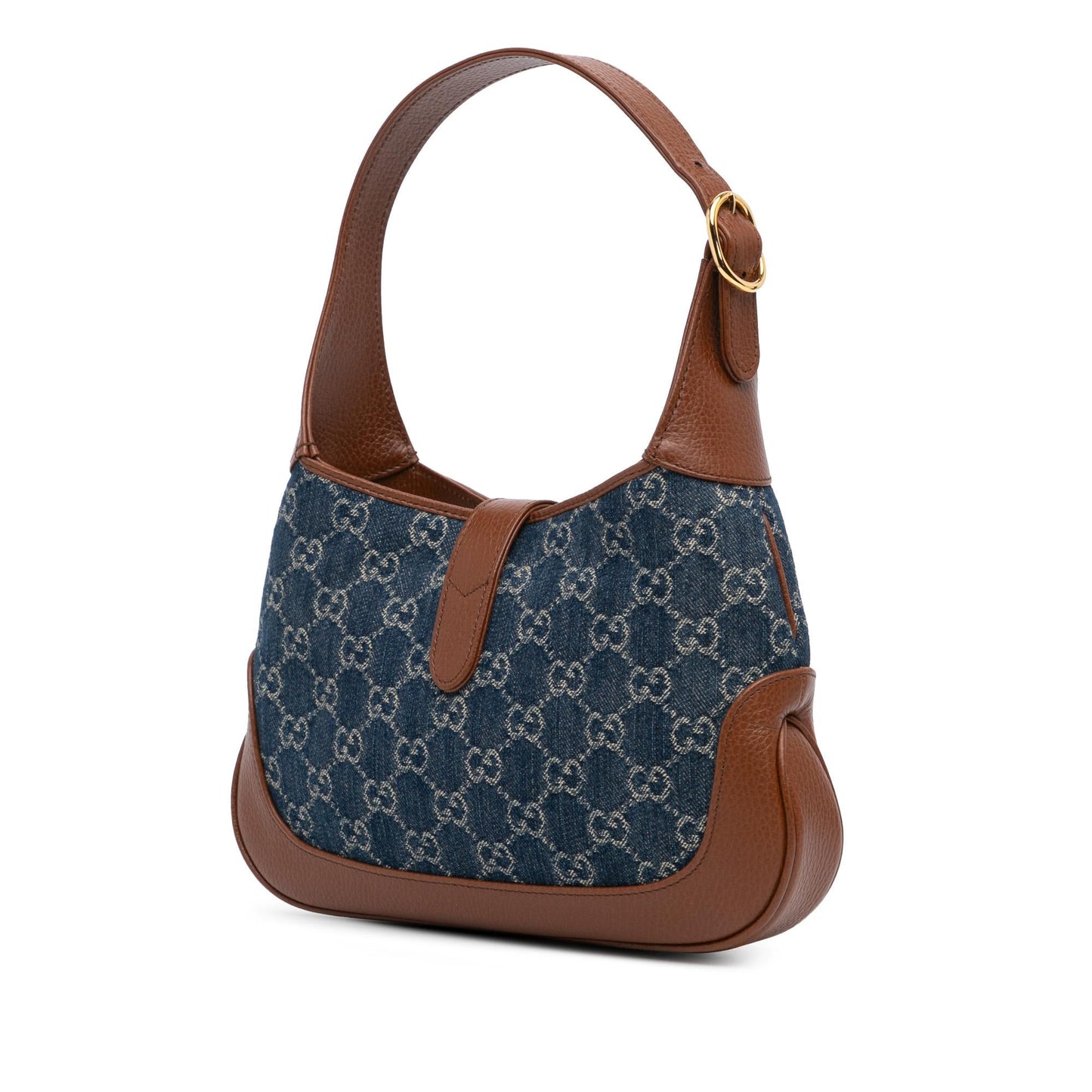Gucci GG Jackie SHG-3CaqnF Denim Calf Brown Blue Crossbody Bag