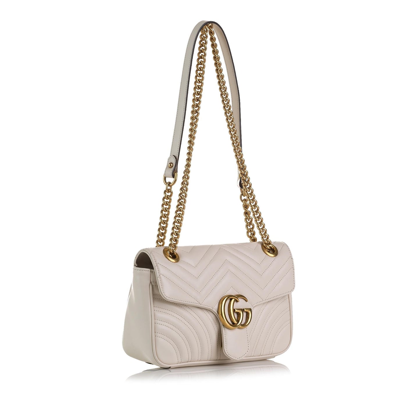 Gucci GG Marmont SHG-QJpiIn Calf White Small Crossbody Bag