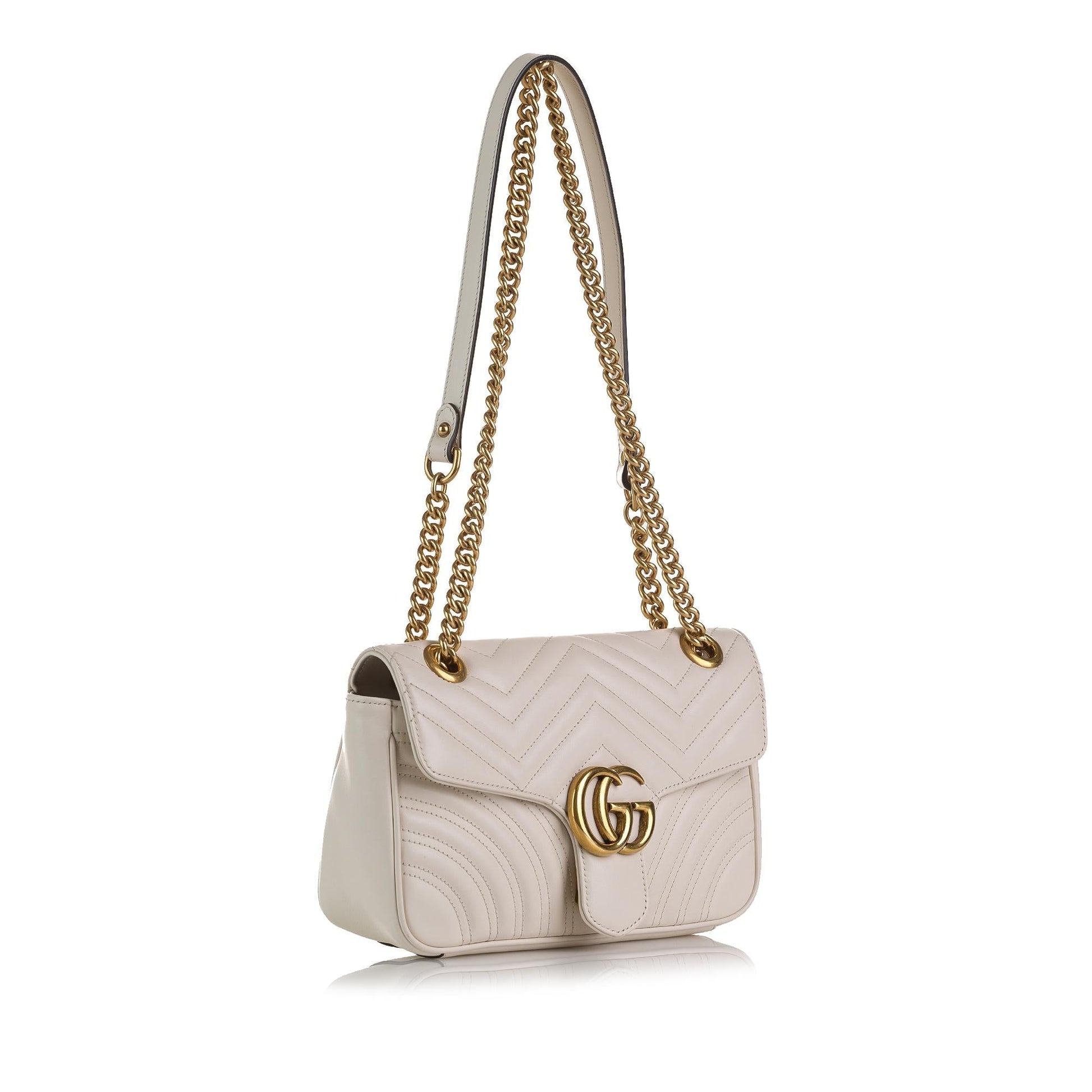 Gucci GG Marmont SHG-QJpiIn Calf White Small Crossbody Bag