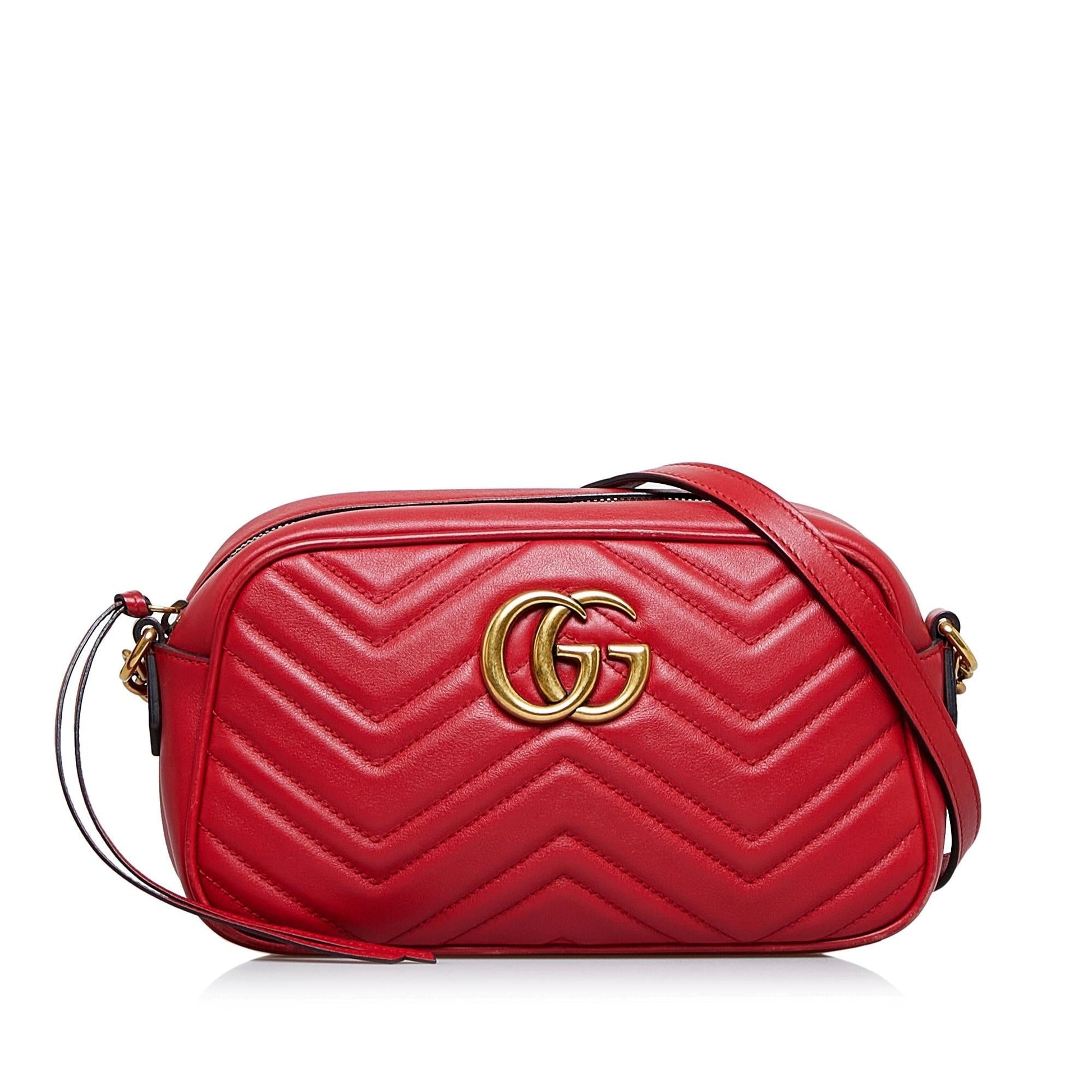 Gucci GG Marmont SHG-oaTsac Calf Red Small Crossbody Bag