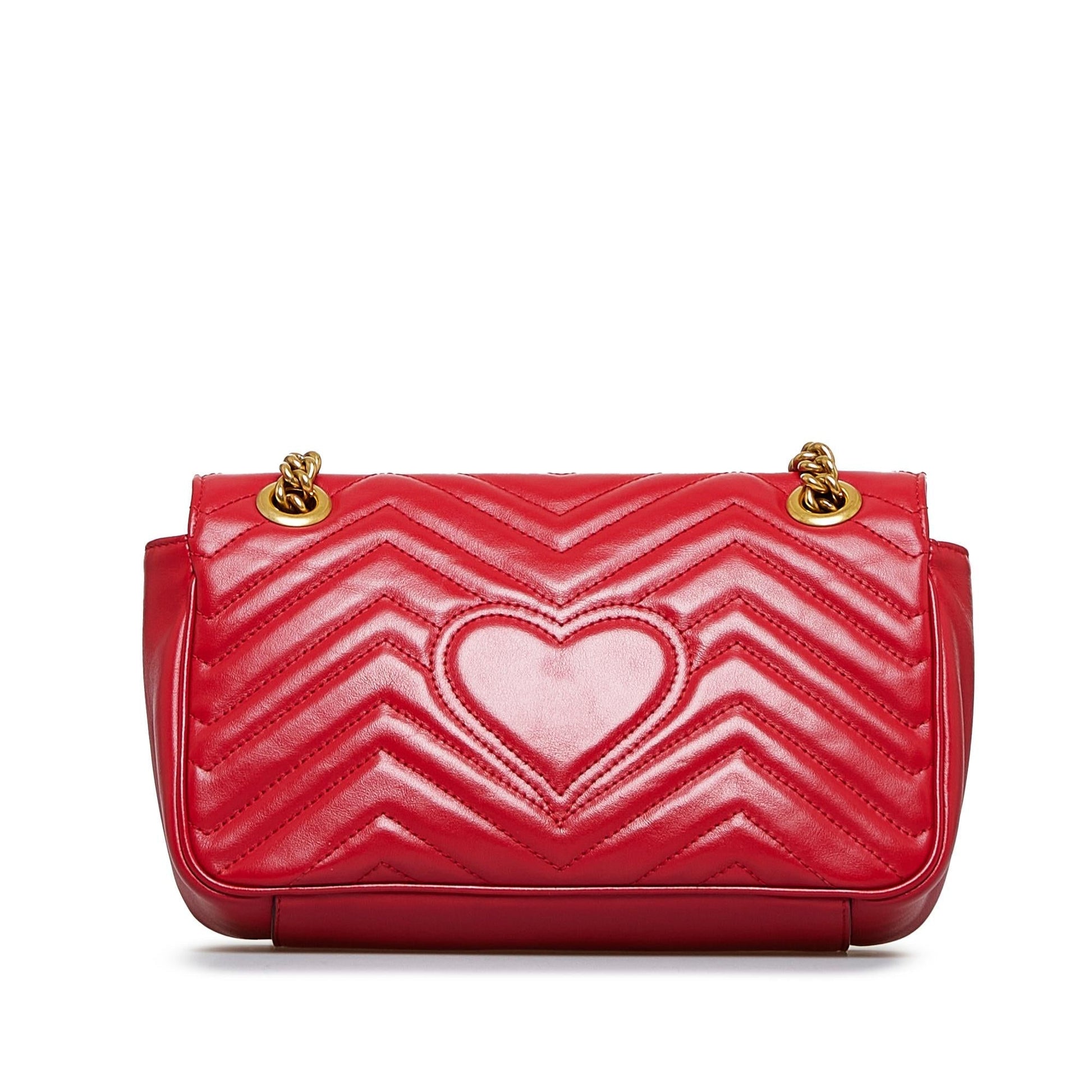 Gucci GG Marmont SHG-QjNk6w Calf Red Small Crossbody Bag