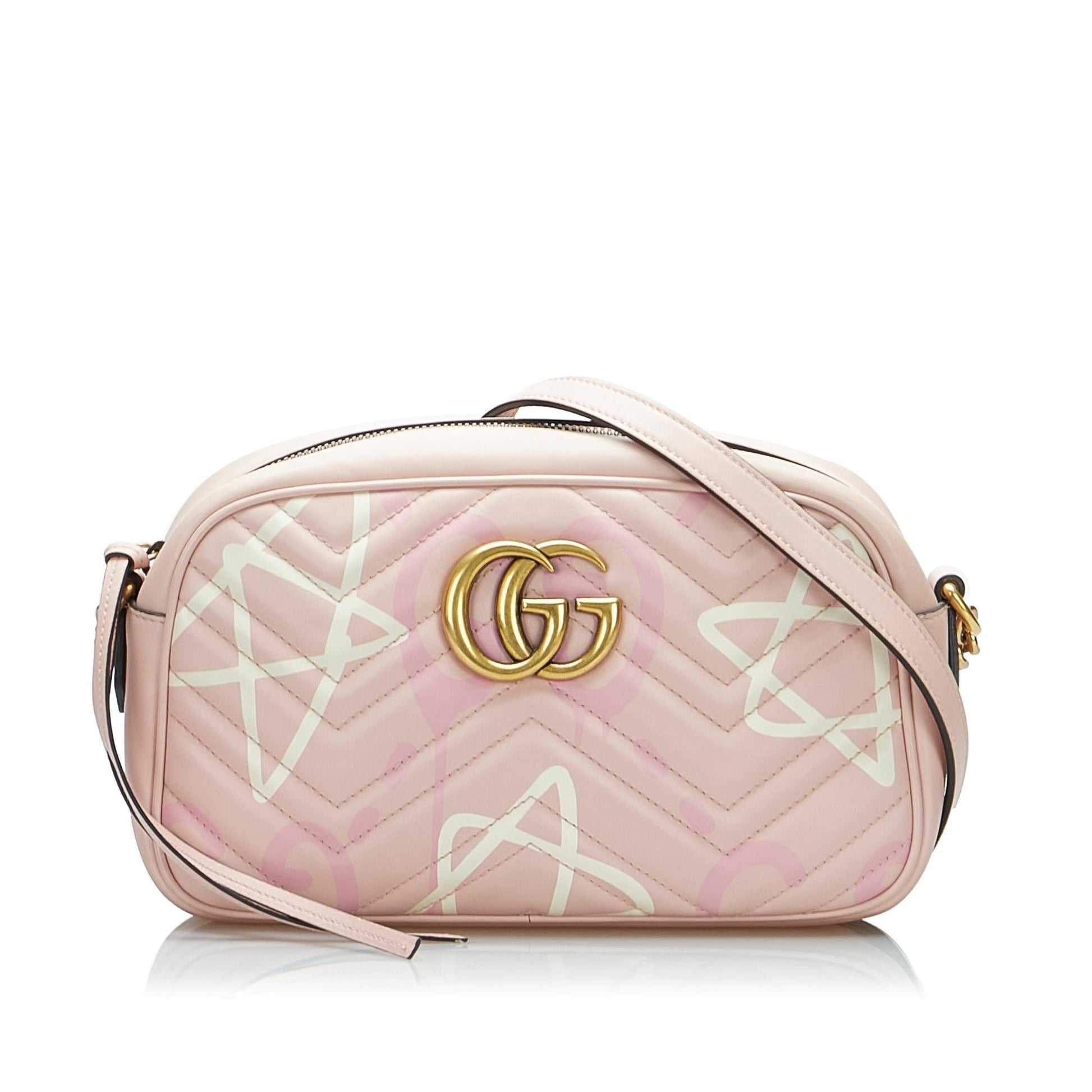 Gucci GG Marmont Ghost SHG-tkRzOm Calf Pink Small Crossbody Bag