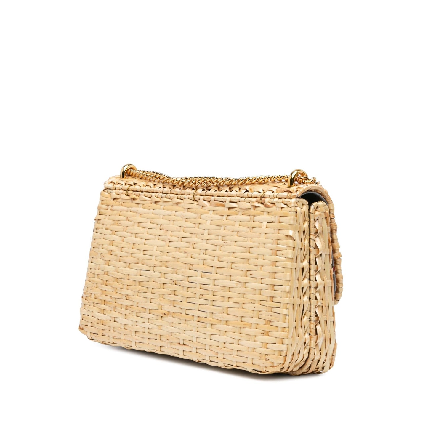 Gucci GG Marmont Glazed Wicker SHG-kgHeVf Brown Small Flap Crossbody Bag
