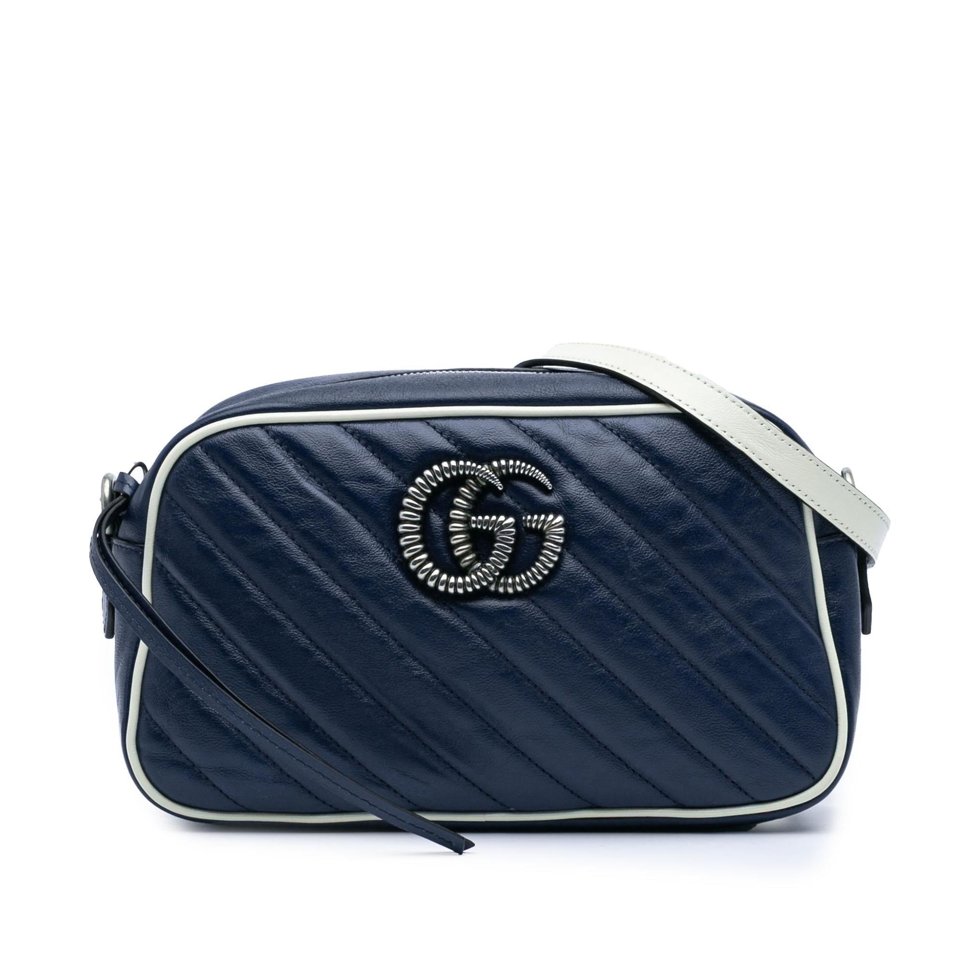 Gucci GG Marmont Torchon Leather Calf Blue Small Crossbody Bag Crossbody 2