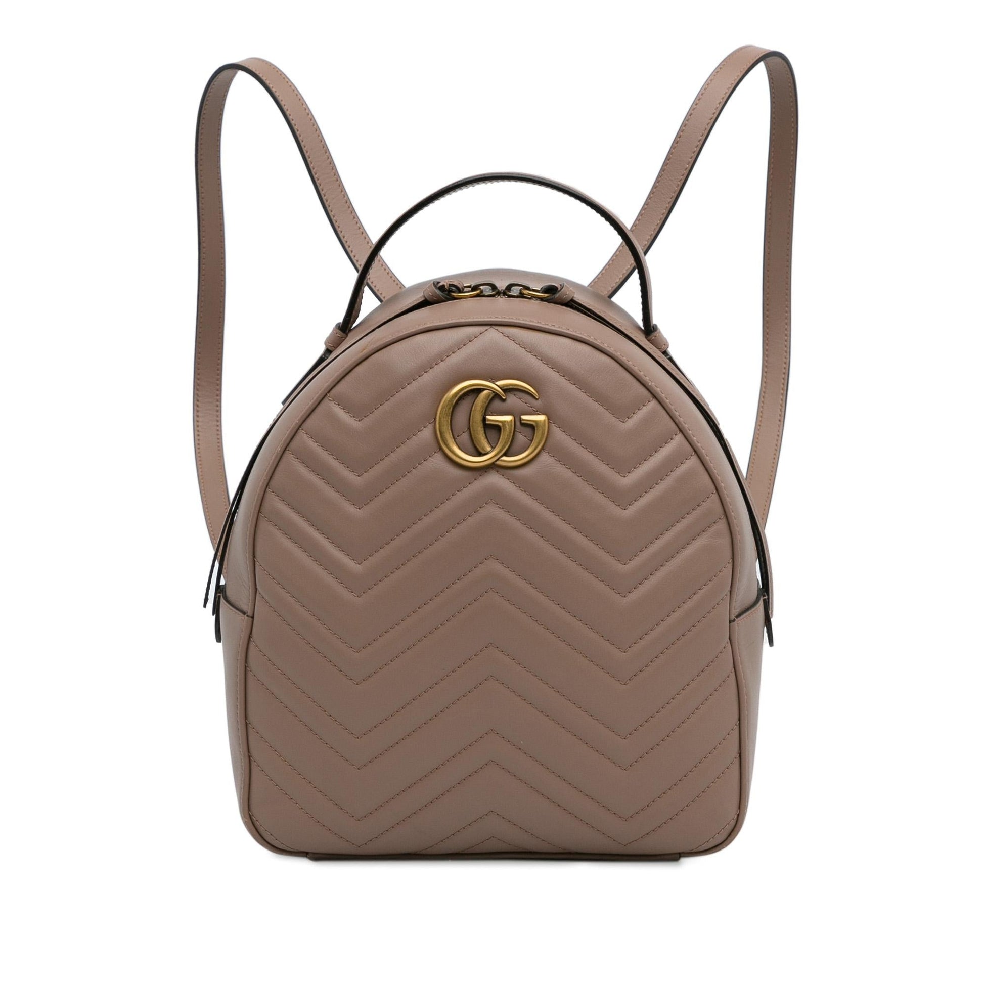 Gucci GG Marmont Backpack SHG-6nZ2to Matelasse Calf Brown Small