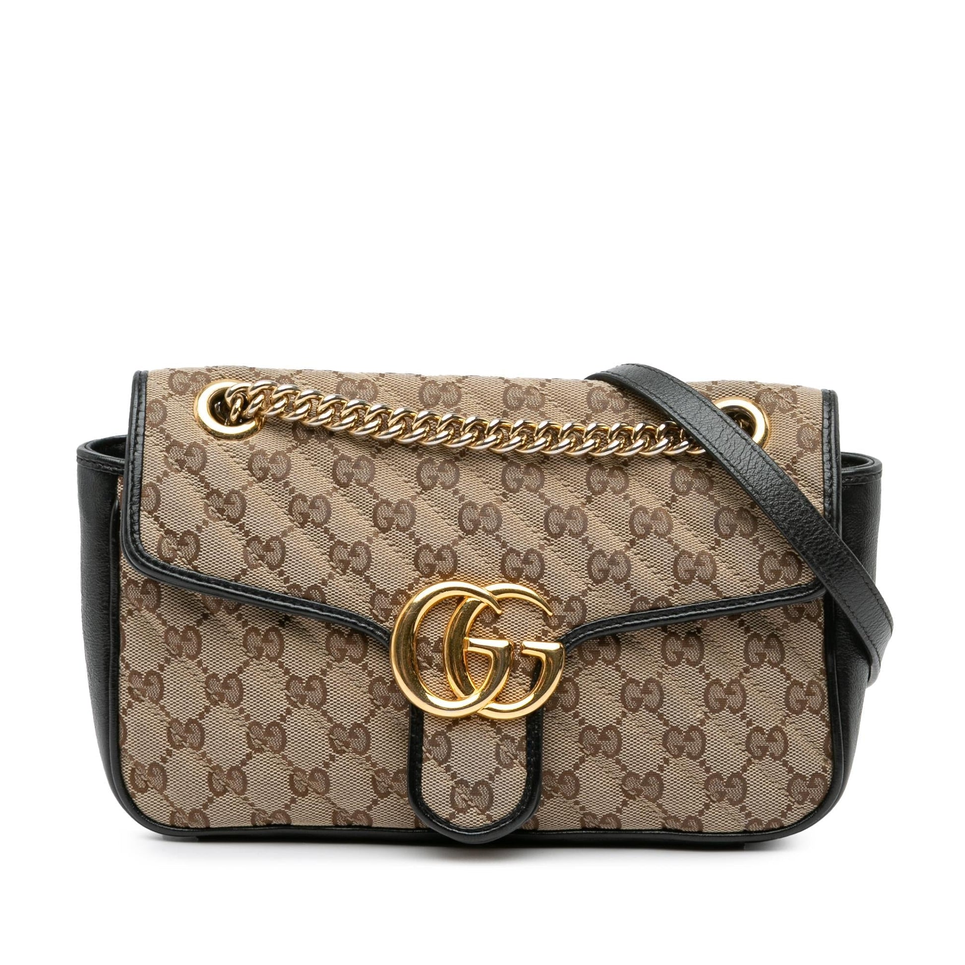 Gucci GG Marmont Flap Matelasse Canvas Brown Small Crossbody Bag