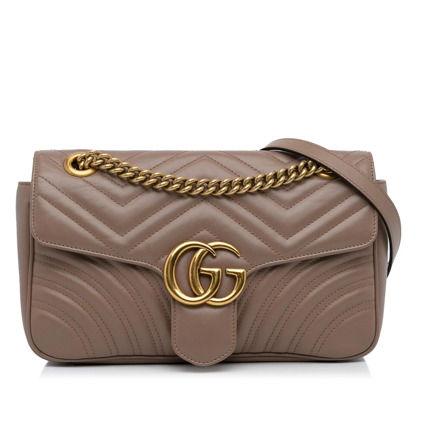 Gucci GG Marmont SHG-t4eeYH Matelasse Calf Brown Small Crossbody Bag