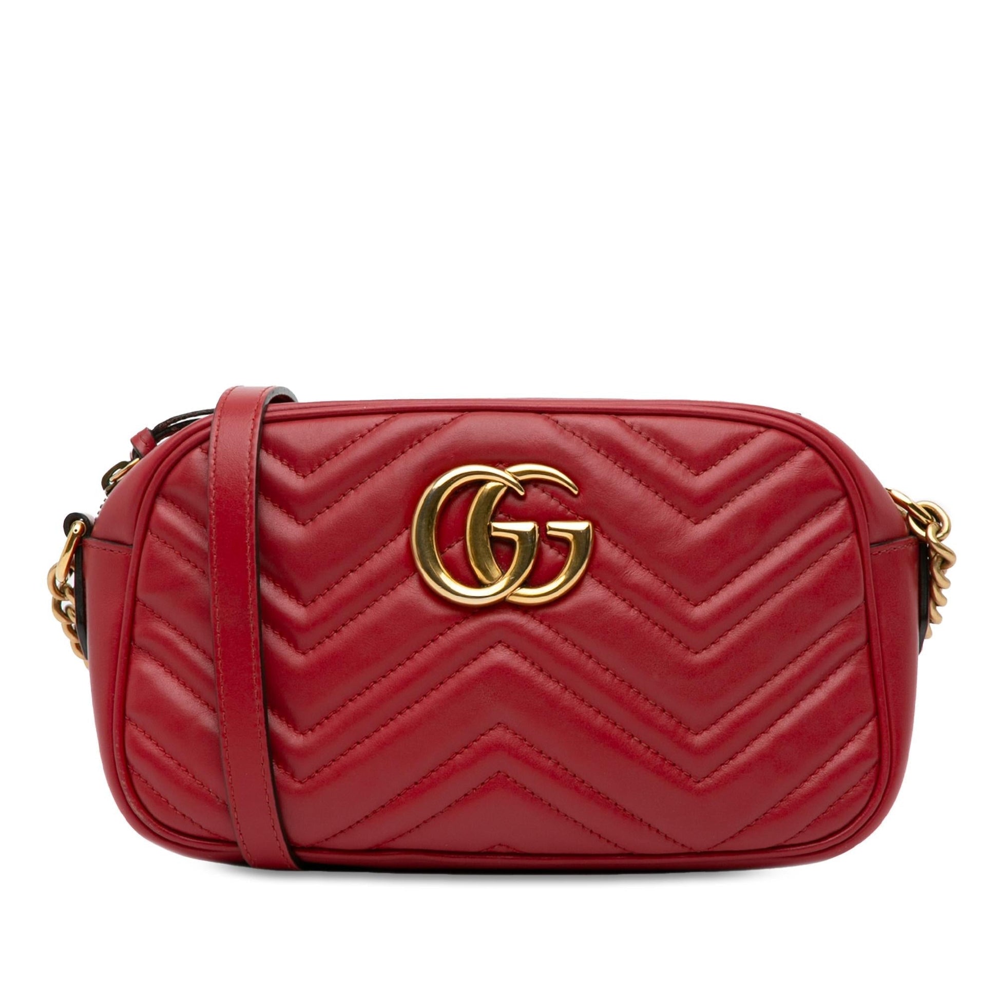 Gucci GG Marmont SHG-qdj2wc Matelasse Calf Red Small Crossbody Bag