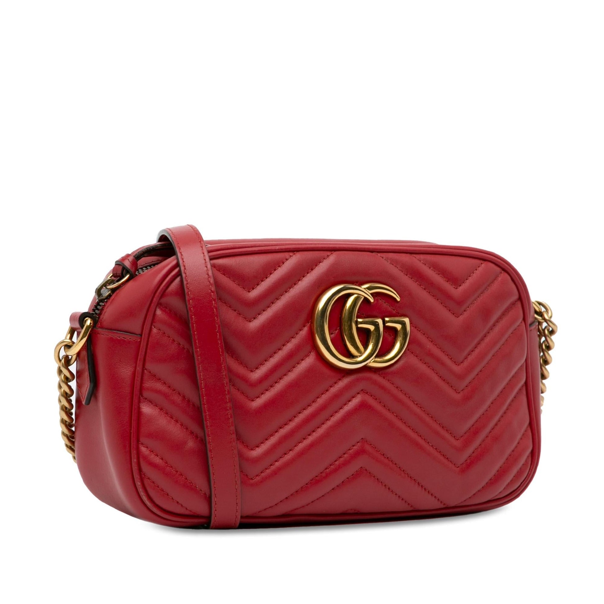 Gucci GG Marmont SHG-qdj2wc Matelasse Calf Red Small Crossbody Bag