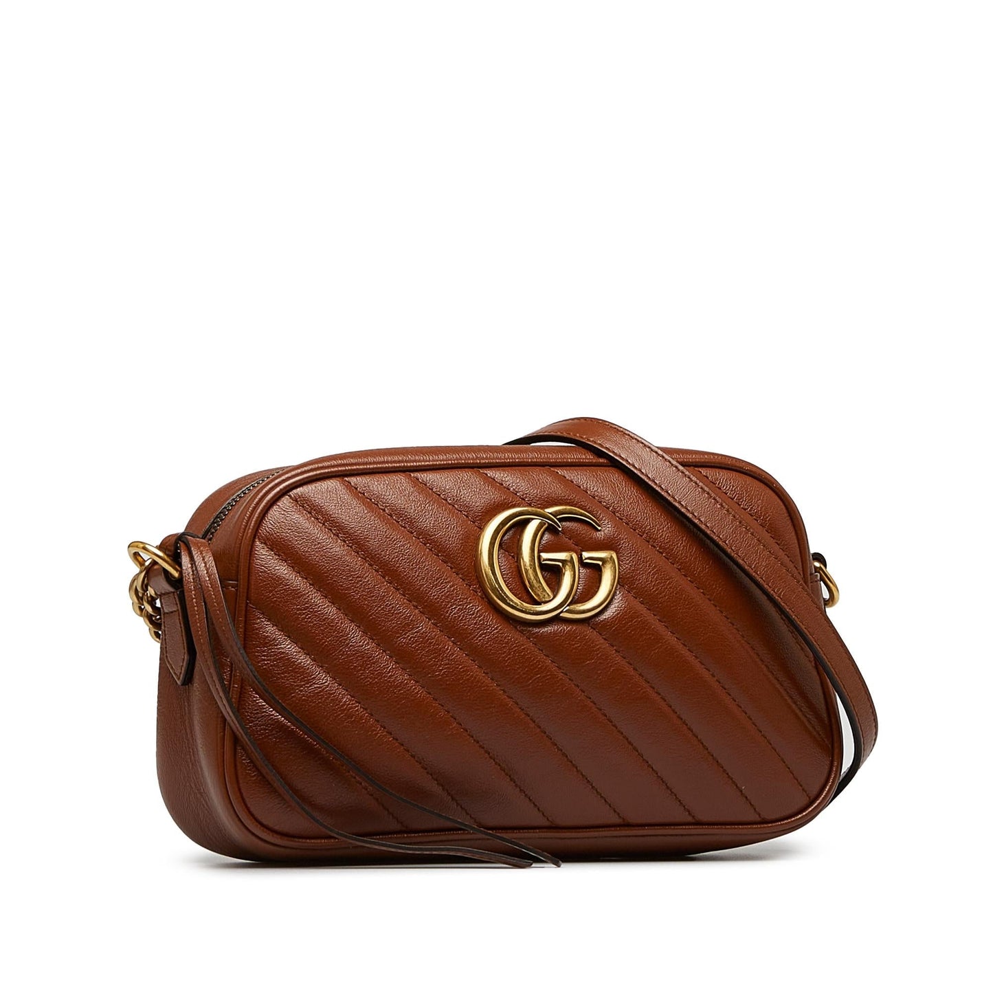 Gucci GG Marmont SHG-FLjedm Matelasse Calf Brown Small Crossbody Bag