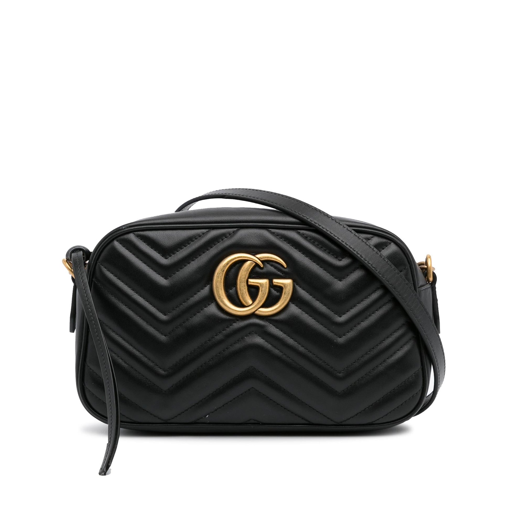 Gucci GG Marmont SHG-B4BA9w Matelasse Calf Black Small Crossbody Bag