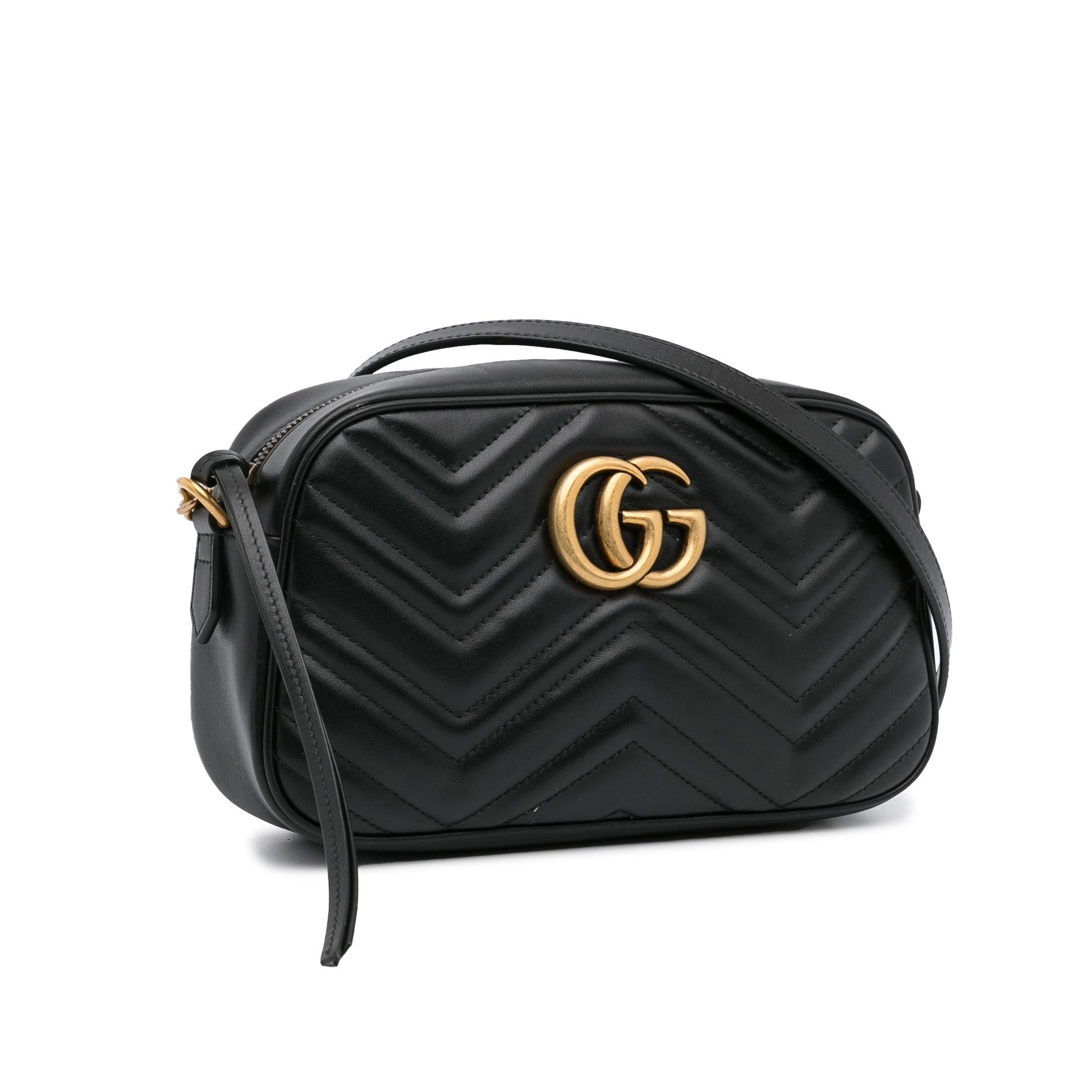 Gucci GG Marmont SHG-B4BA9w Matelasse Calf Black Small Crossbody Bag