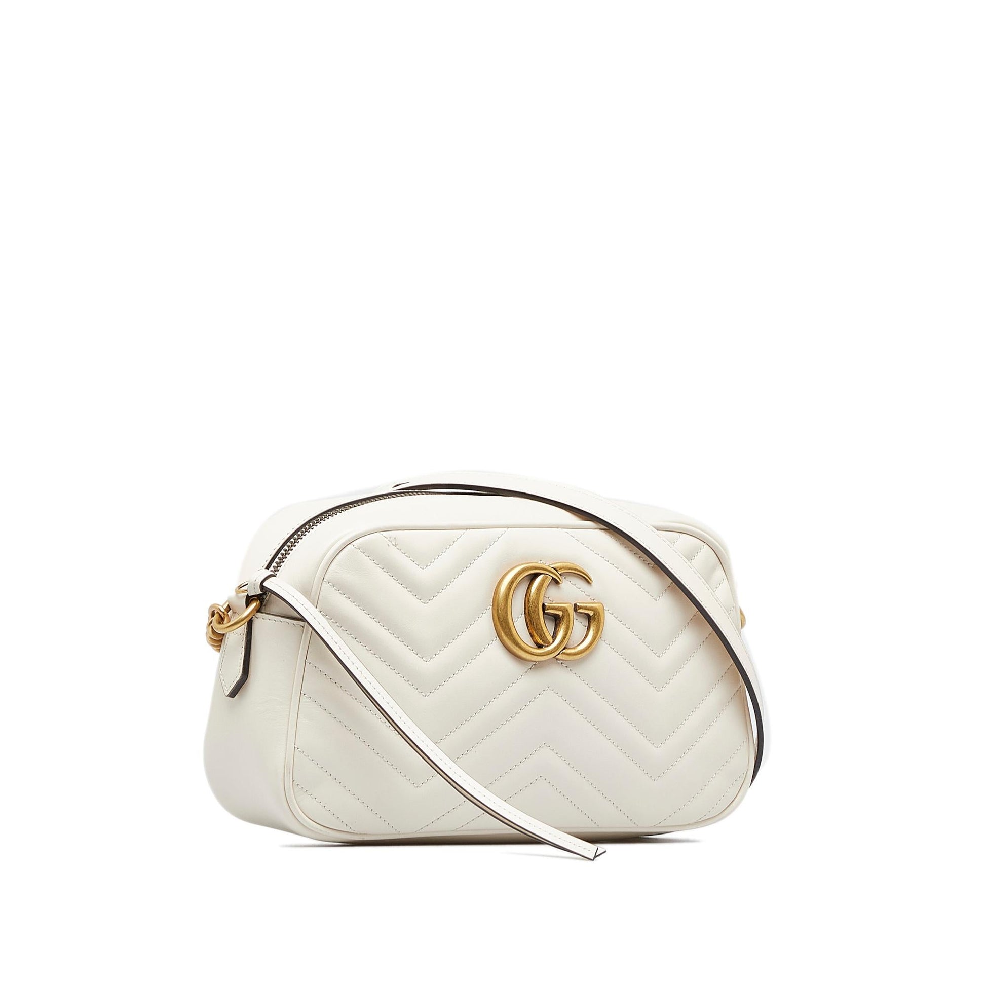 Gucci GG Marmont SHG-WnmqBb Matelasse Calf White Small Crossbody Bag