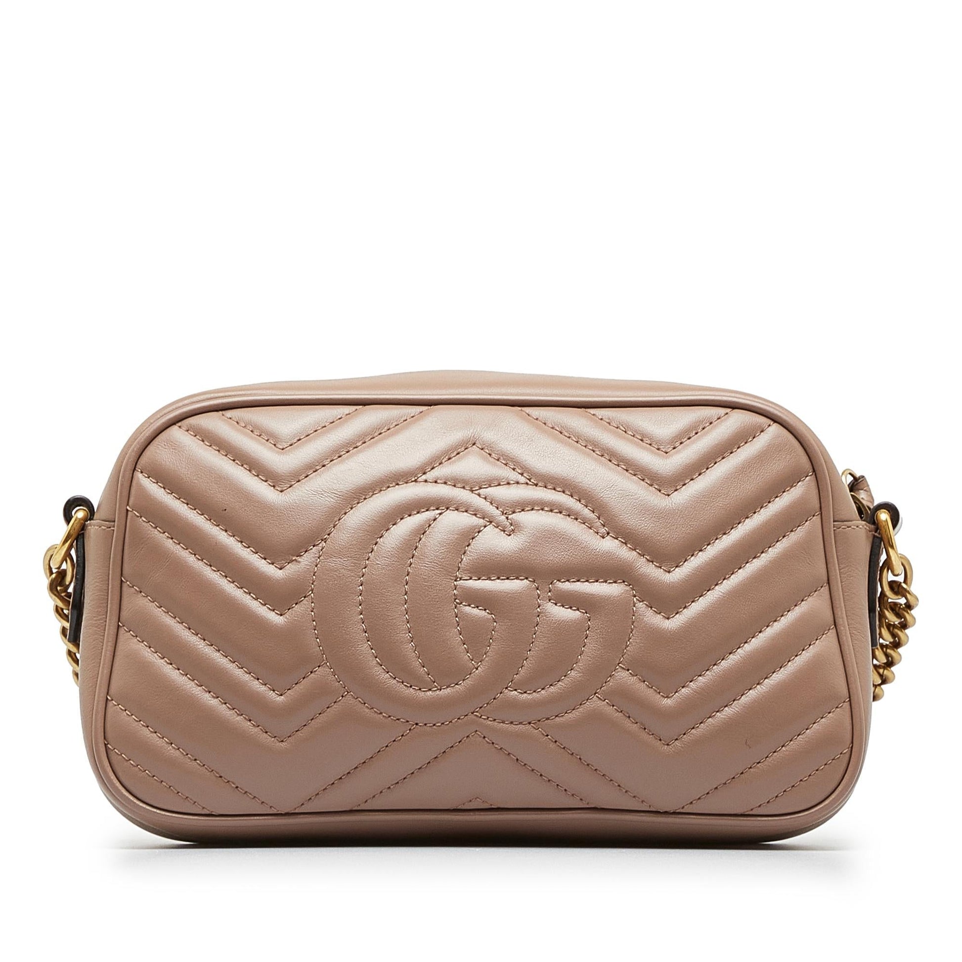 Gucci GG Marmont SHG-aQeieH Matelasse Calf Brown Small Crossbody Bag
