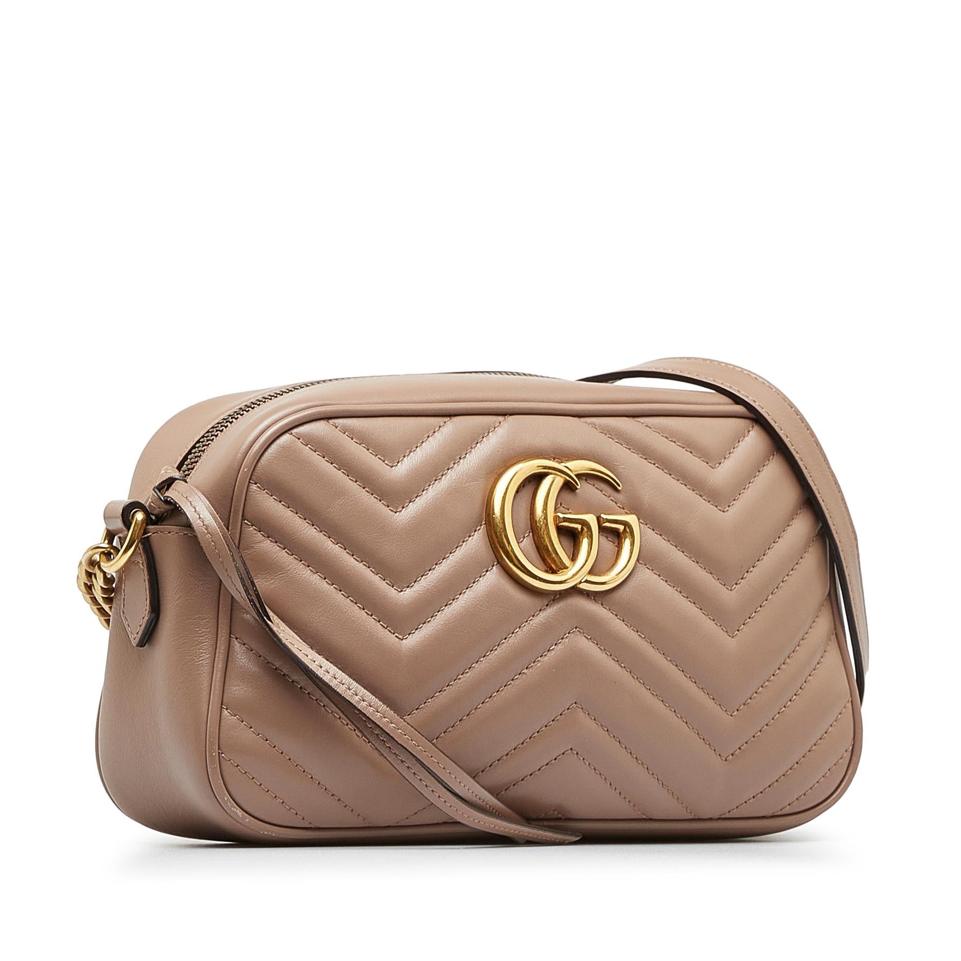 Gucci GG Marmont SHG-aQeieH Matelasse Calf Brown Small Crossbody Bag