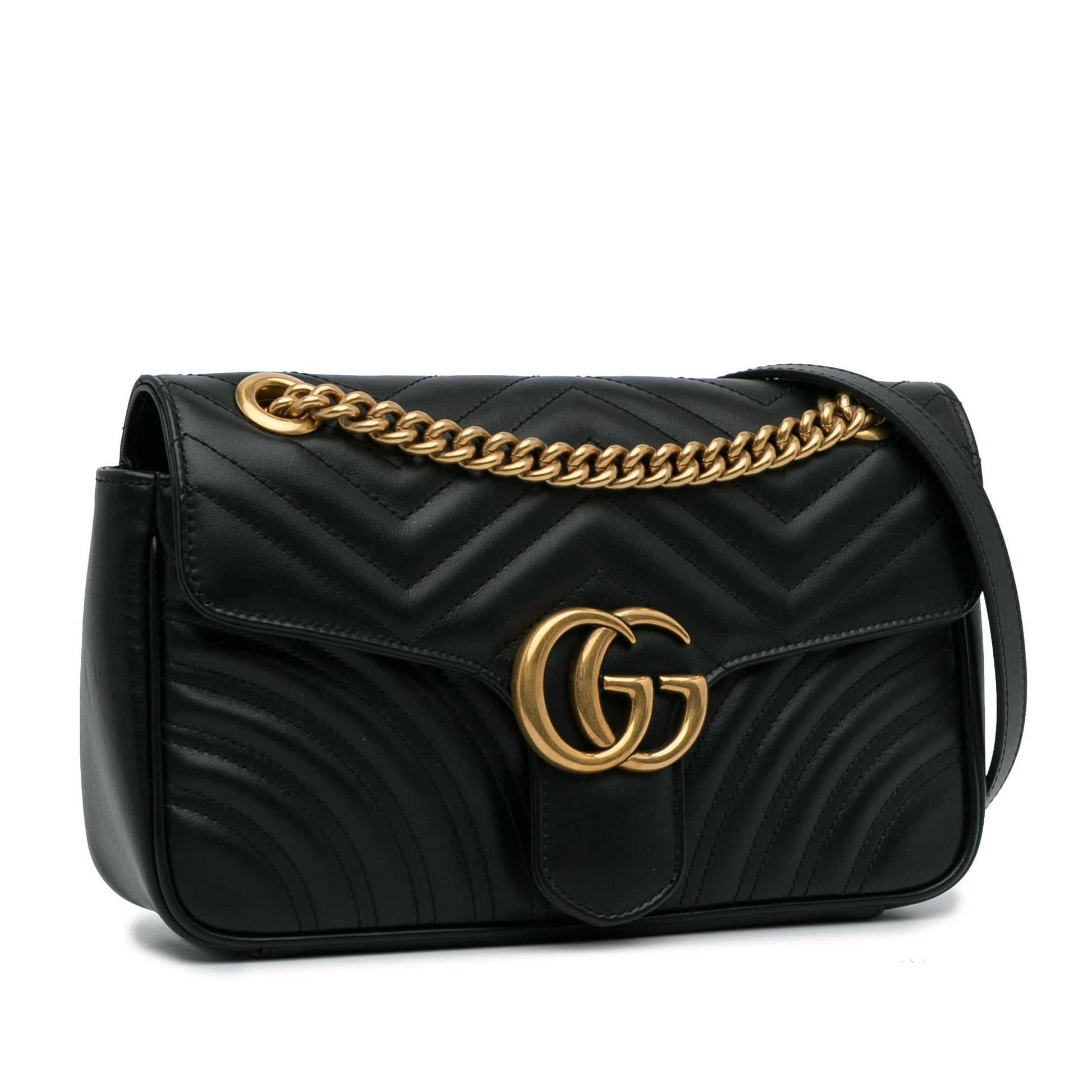 Gucci GG Marmont SHG-DdfqLM Matelasse Calf Black Small Crossbody Bag