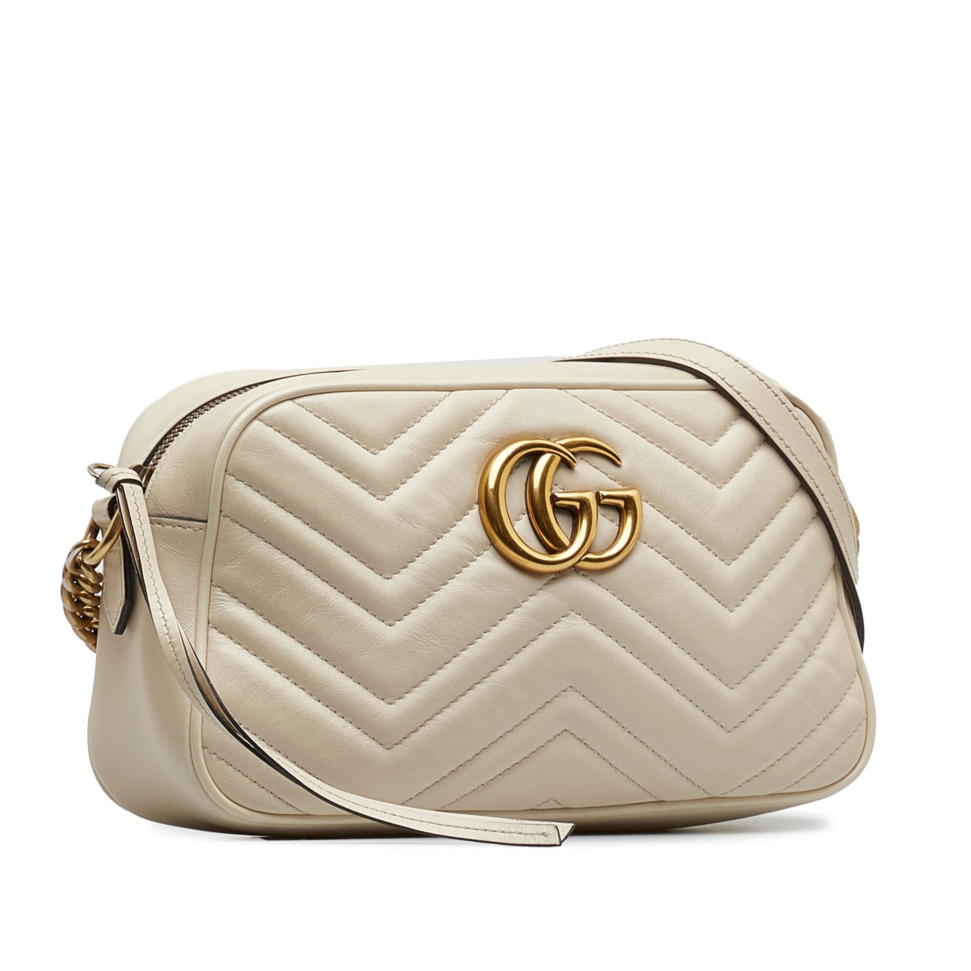 Gucci GG Marmont SHG-ojfwJO Matelasse Calf White Small Crossbody Bag
