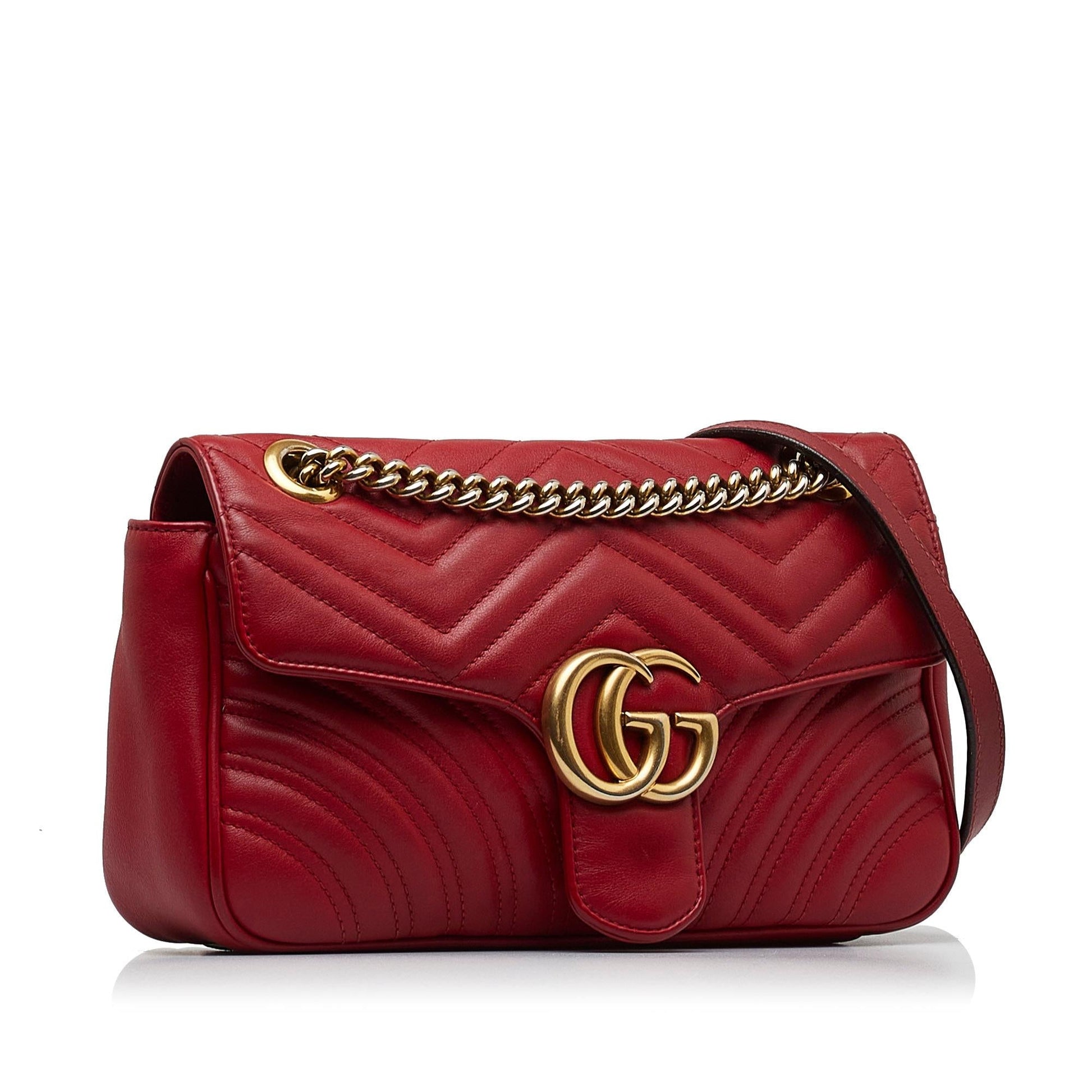 Gucci GG Marmont SHG-iRSyik Matelasse Calf Red Small Crossbody Bag