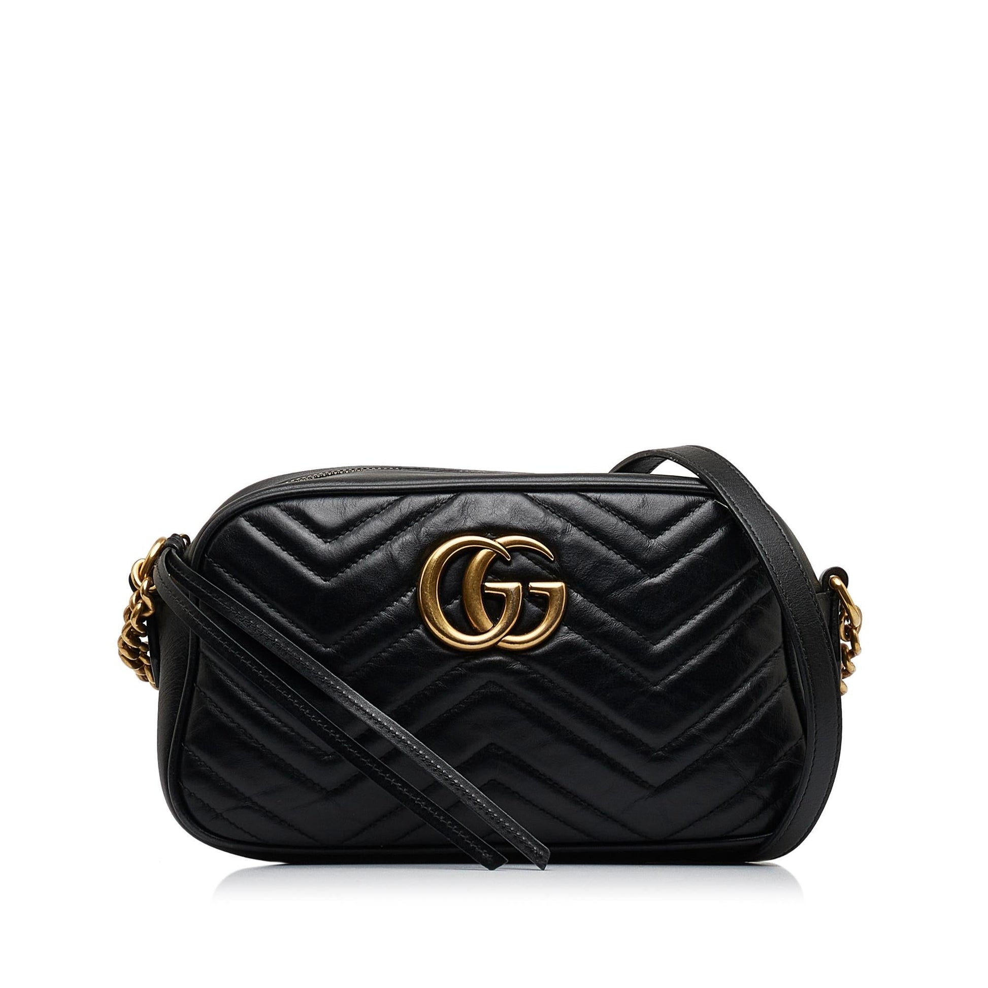 Gucci GG Marmont SHG-RvNR1F Matelasse Calf Black Small Crossbody Bag