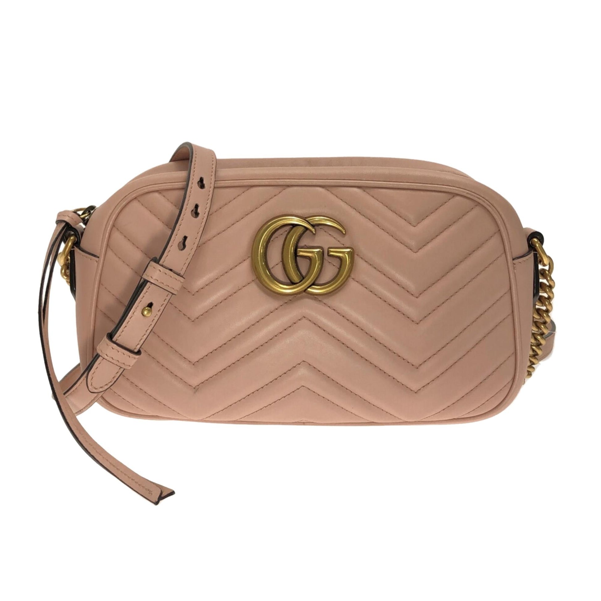Gucci GG Marmont SHG-Nzgu8j Matelasse Calf Pink Small Crossbody Bag