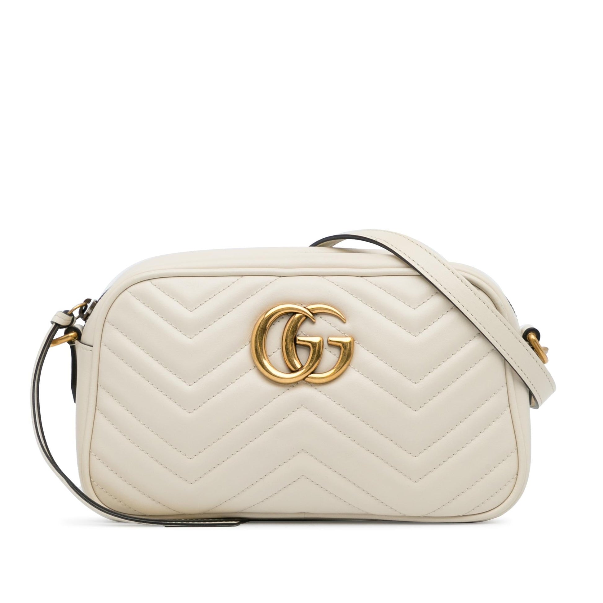 Gucci GG Marmont SHG-XJh1aH Matelasse Calf White Small Crossbody Bag