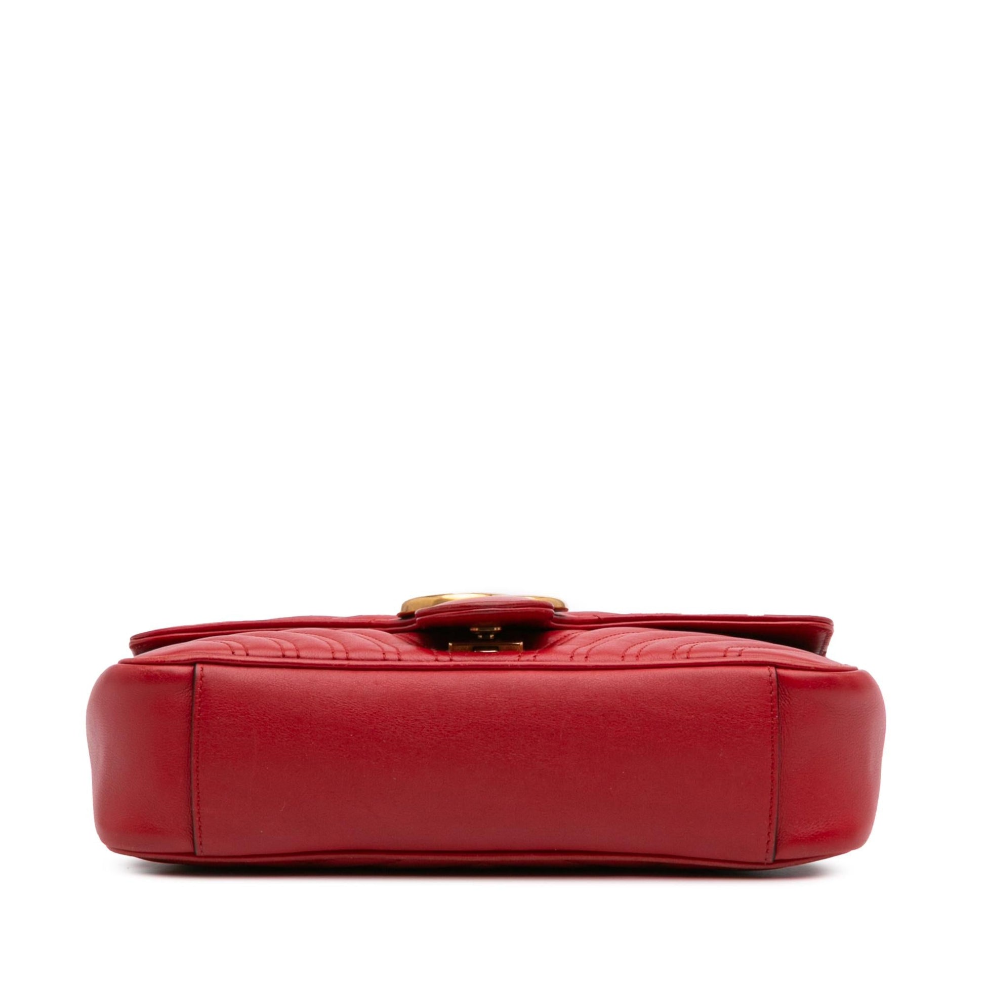 Gucci GG Marmont Flap Matelasse Leather Calf Red Crossbody Bag