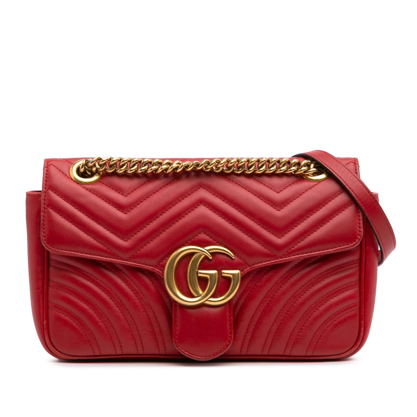 Gucci GG Marmont Flap Matelasse Leather Calf Red Crossbody Bag Crossbody 1