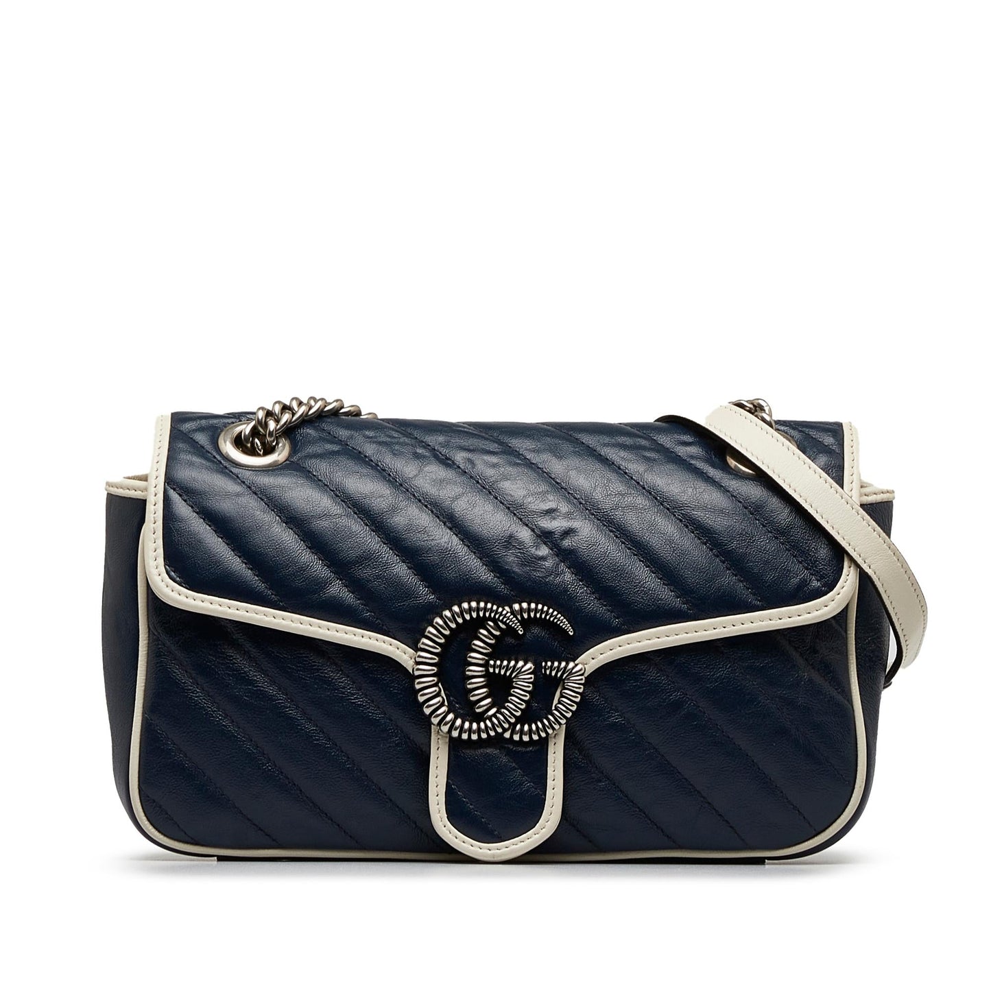 Gucci GG Marmont Torchon SHG-dHxU09 Matelasse Leather Calf Blue Crossbody Bag
